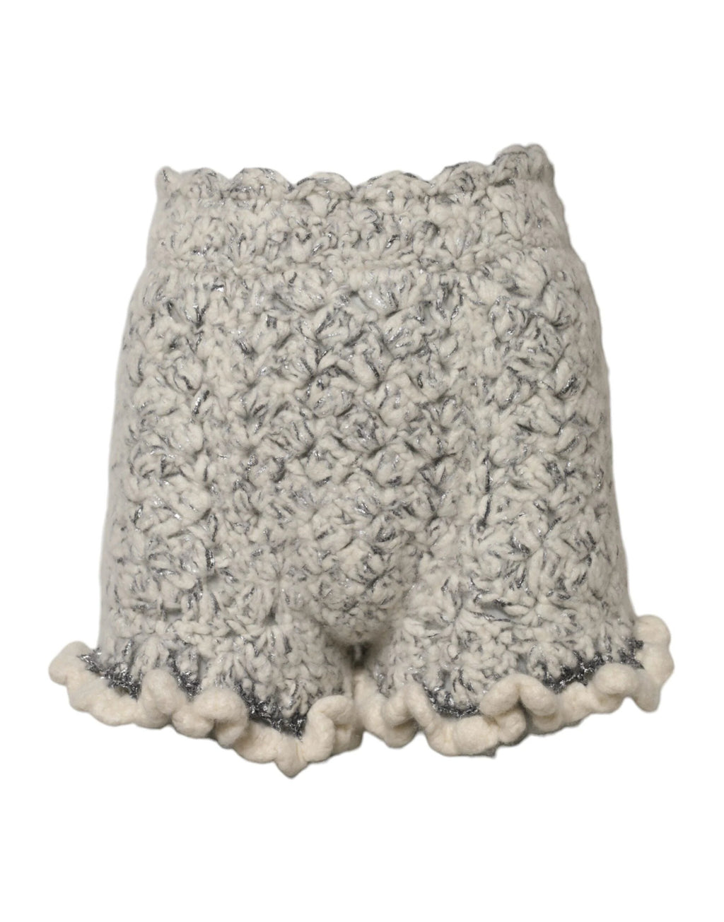 Dolce & Gabbana Metallic Bouclé Knit Cashmere Ruffled Shorts by Dolce & Gabbana