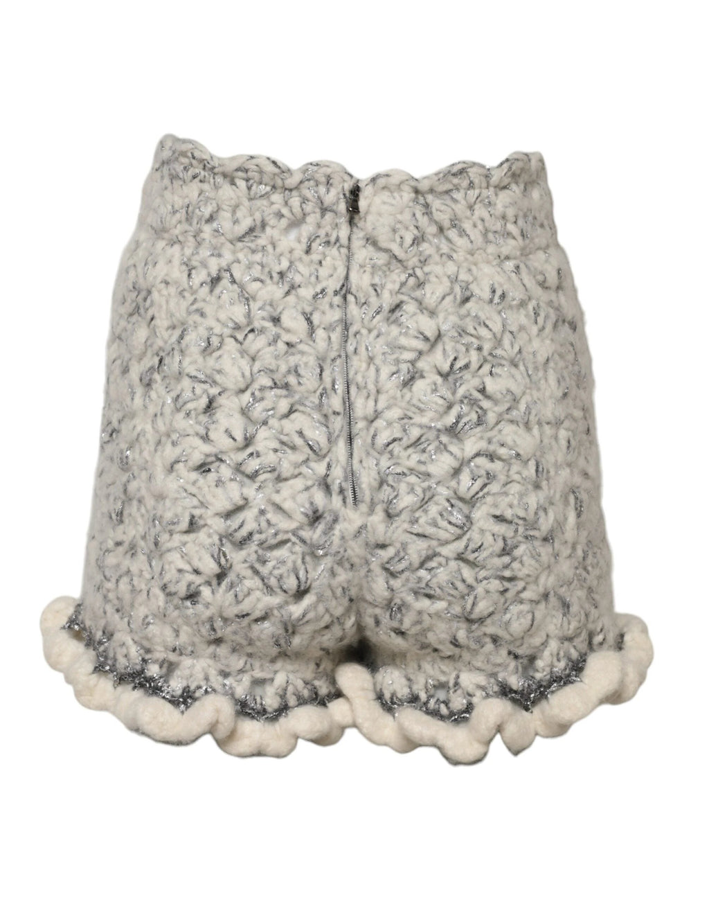 Dolce & Gabbana Metallic Bouclé Knit Cashmere Ruffled Shorts by Dolce & Gabbana