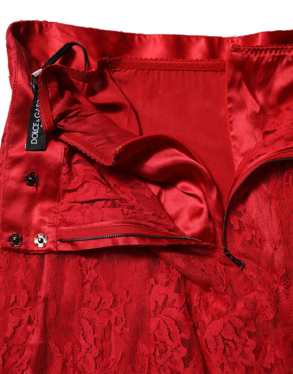 Dolce & Gabbana Red Cotton Floral Lace A-line Long Maxi Skirt by Dolce & Gabbana