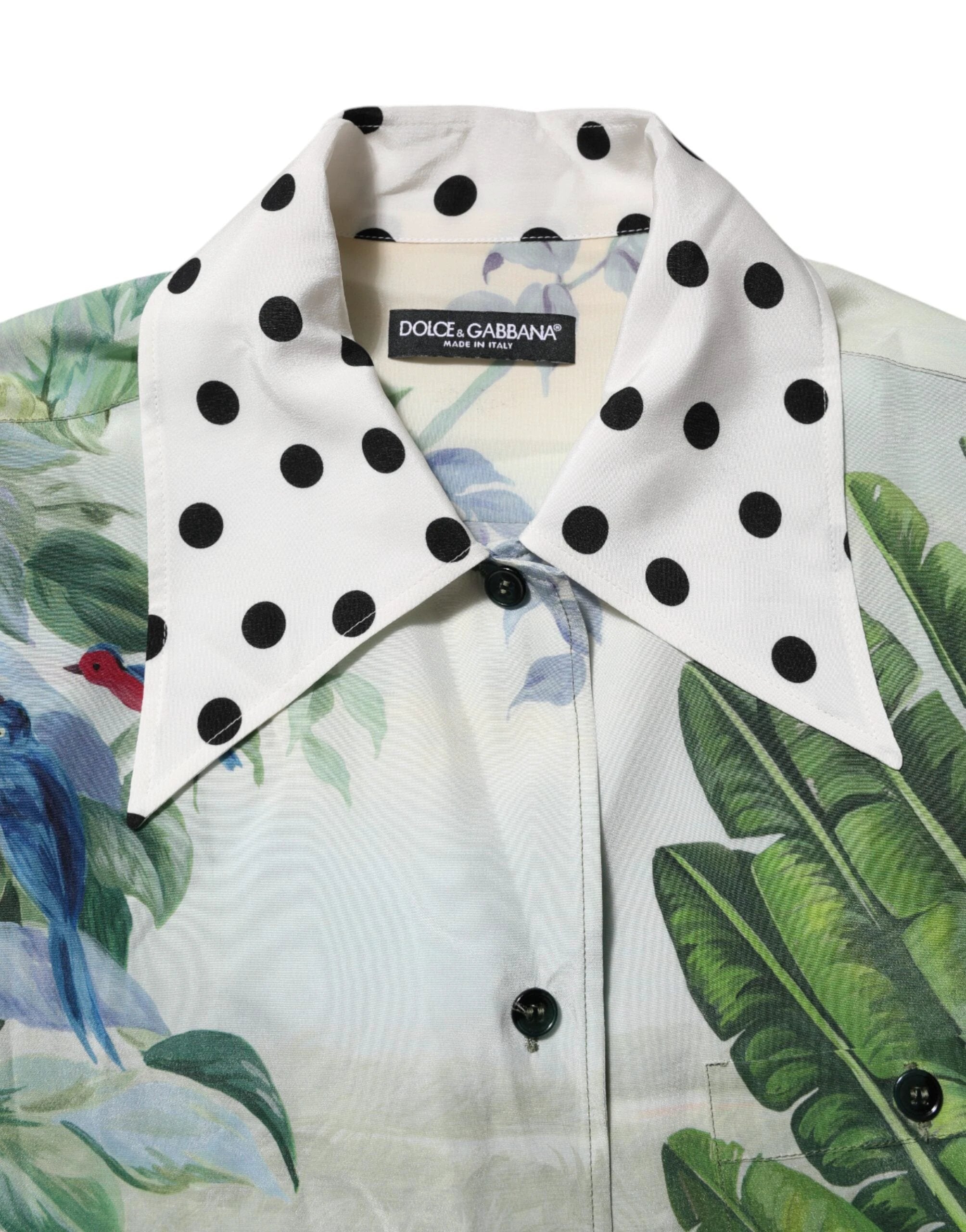 Dolce & Gabbana Multicolor Printed Silk Collared Shirt Top by Dolce & Gabbana