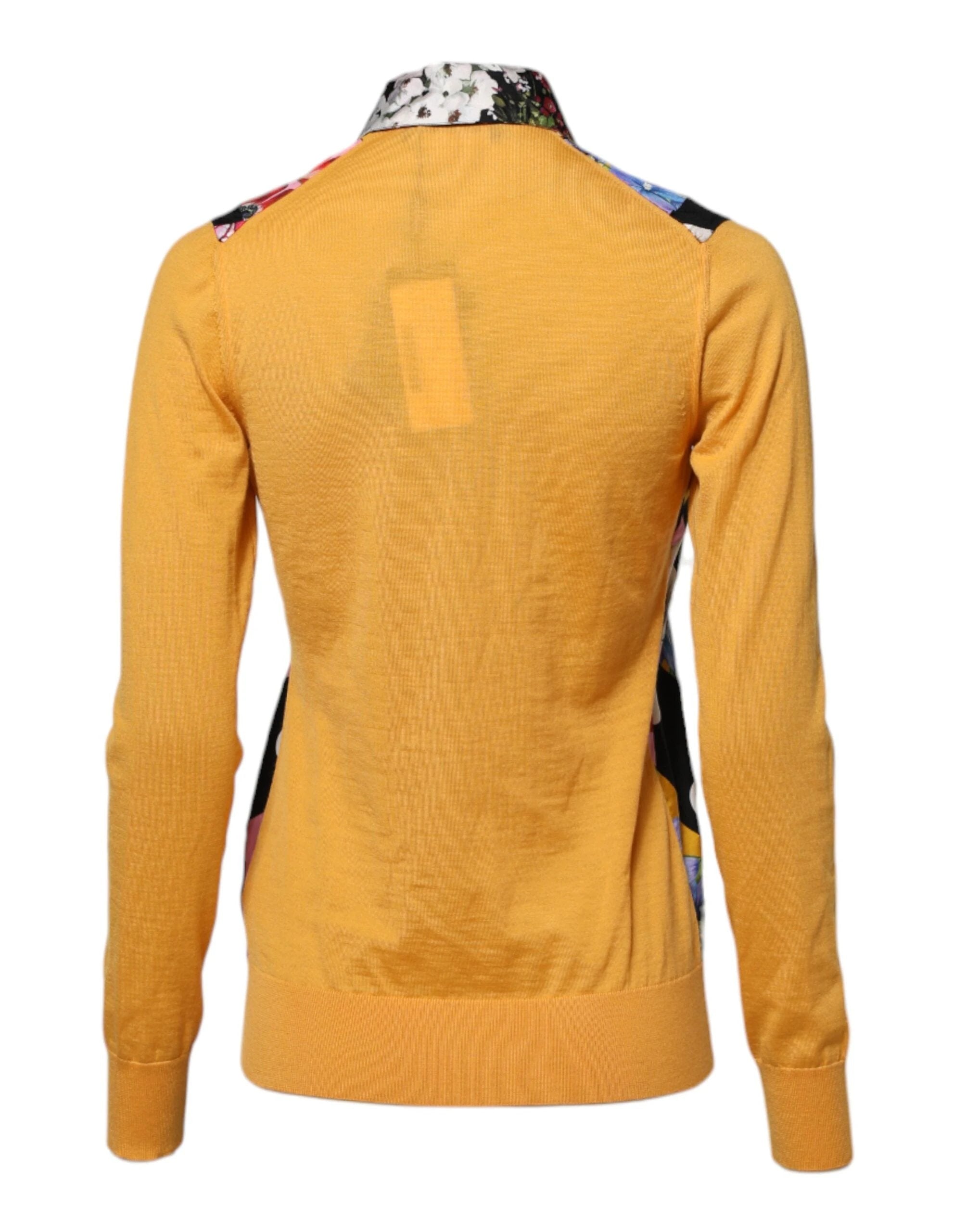 Dolce & Gabbana Multicolor Floral Long Sleeves Polo Top by Dolce & Gabbana