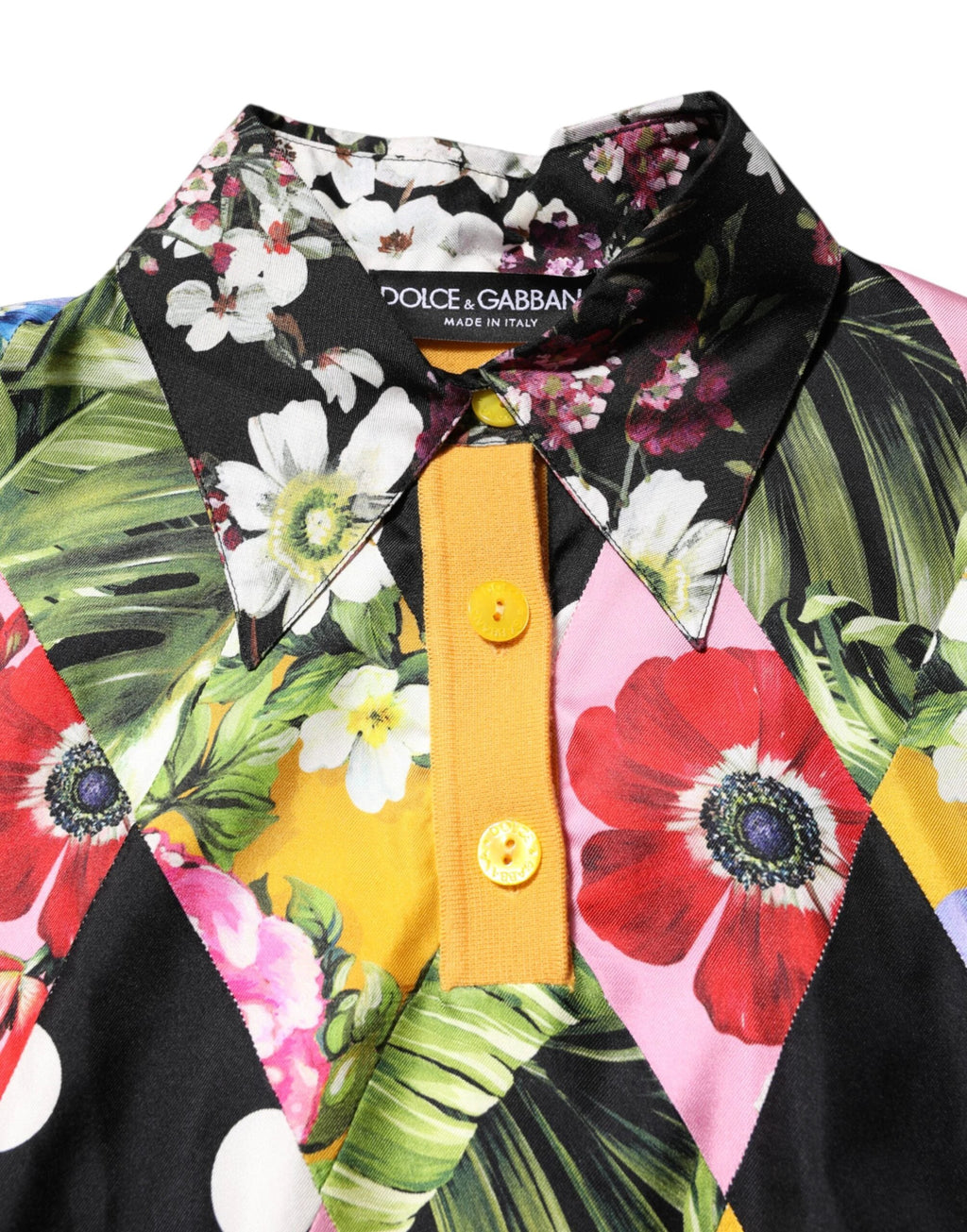 Dolce & Gabbana Multicolor Floral Long Sleeves Polo Top by Dolce & Gabbana