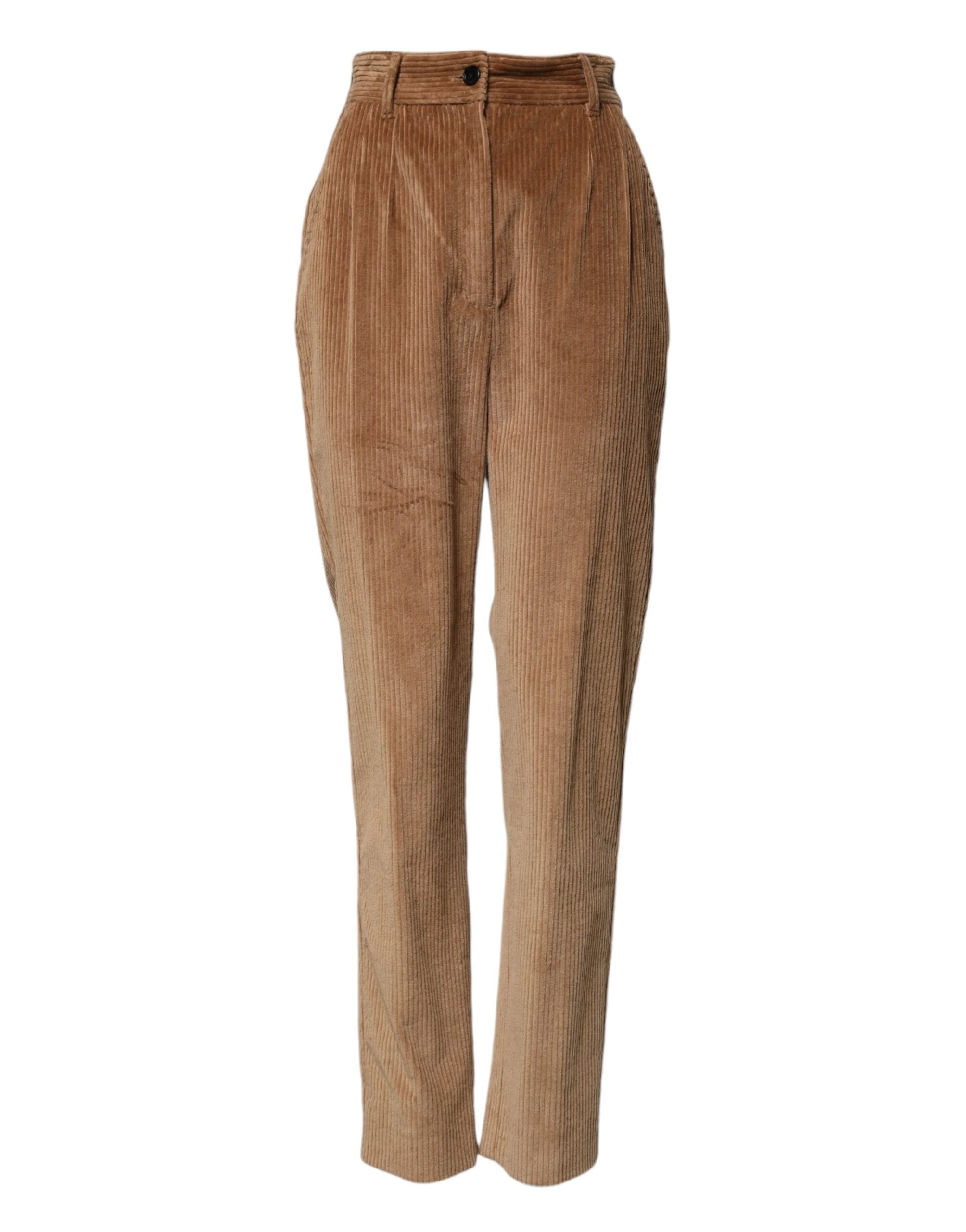 Dolce & Gabbana Brown Cotton Corduroy Tapered Pants by Dolce & Gabbana