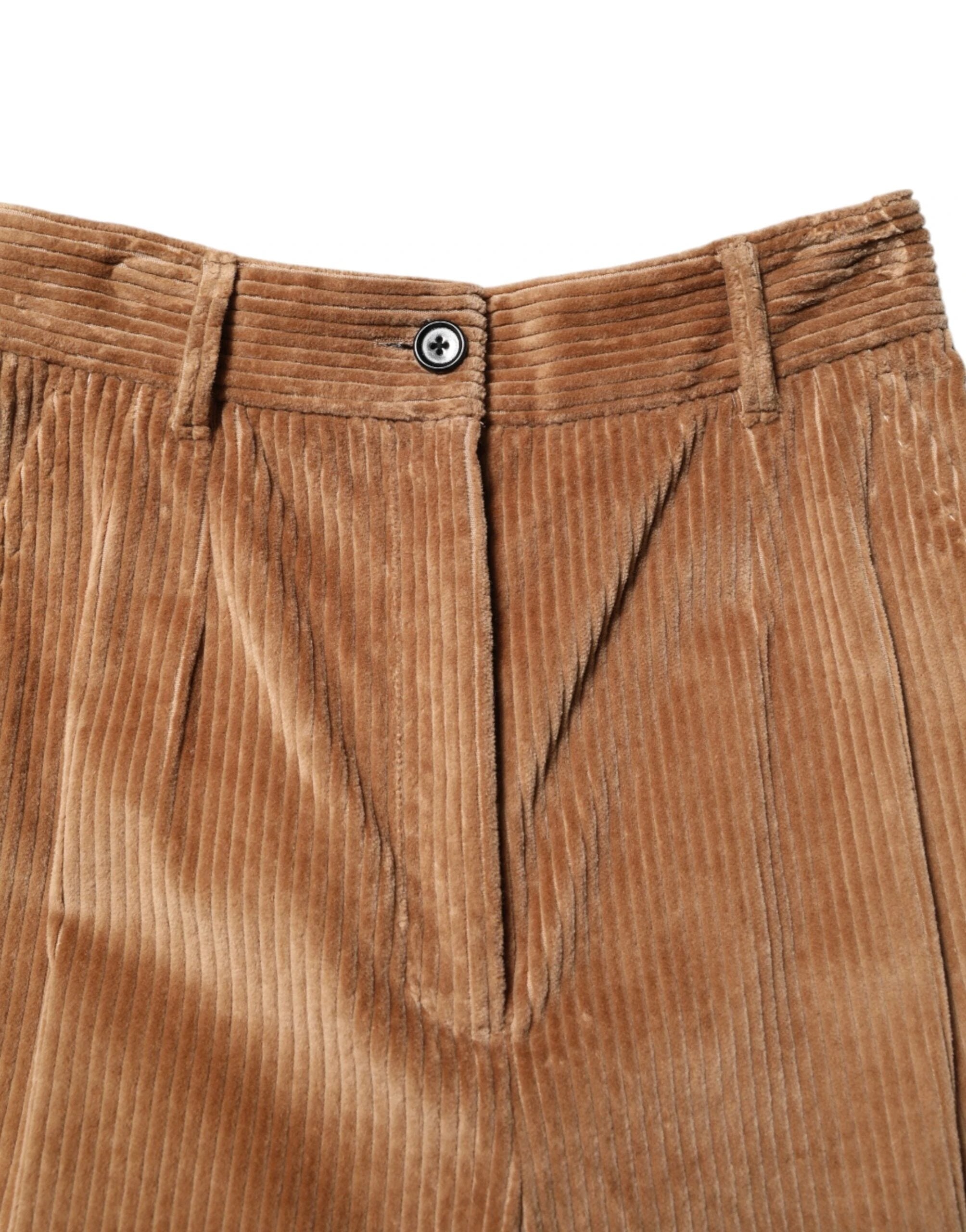 Dolce & Gabbana Brown Cotton Corduroy Tapered Pants by Dolce & Gabbana