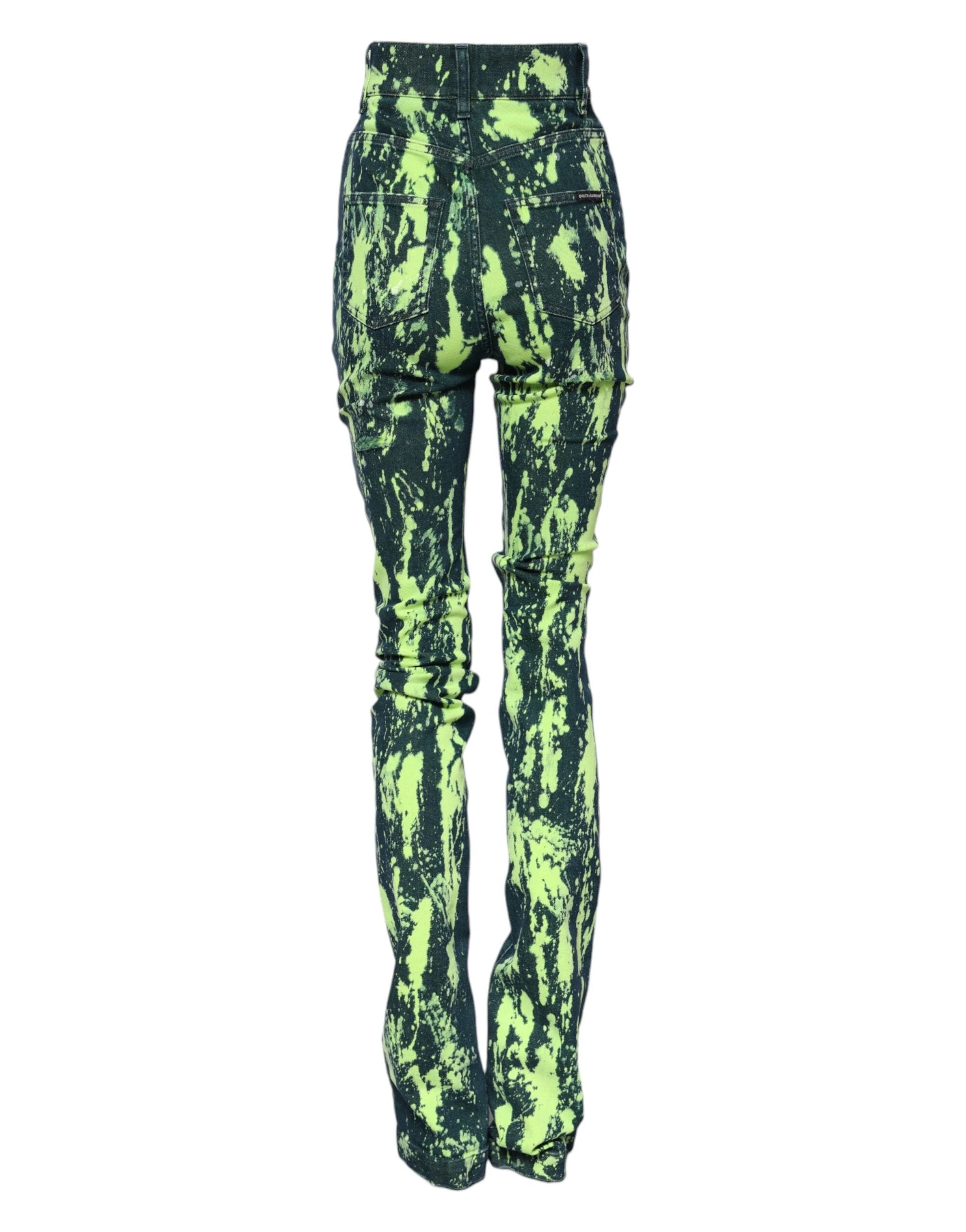 Dolce & Gabbana Green Color Splash High Waist Denim Jeans by Dolce & Gabbana
