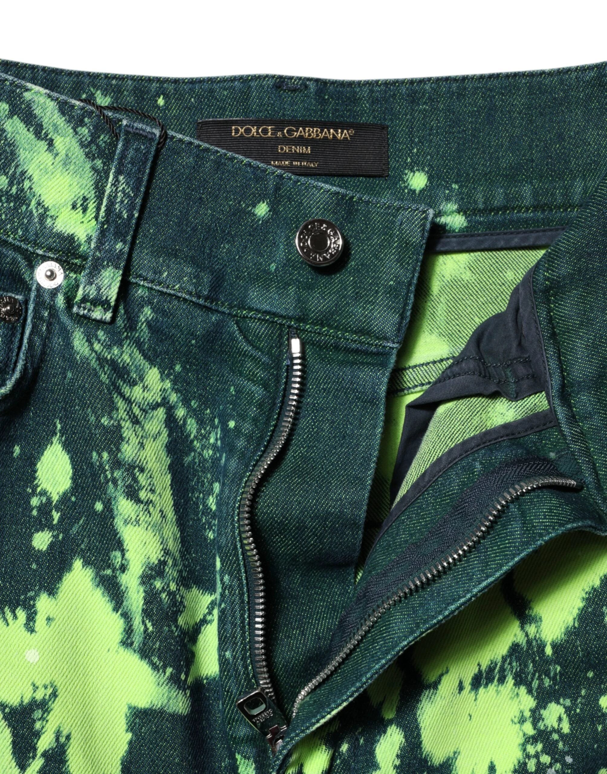 Dolce & Gabbana Green Color Splash High Waist Denim Jeans by Dolce & Gabbana