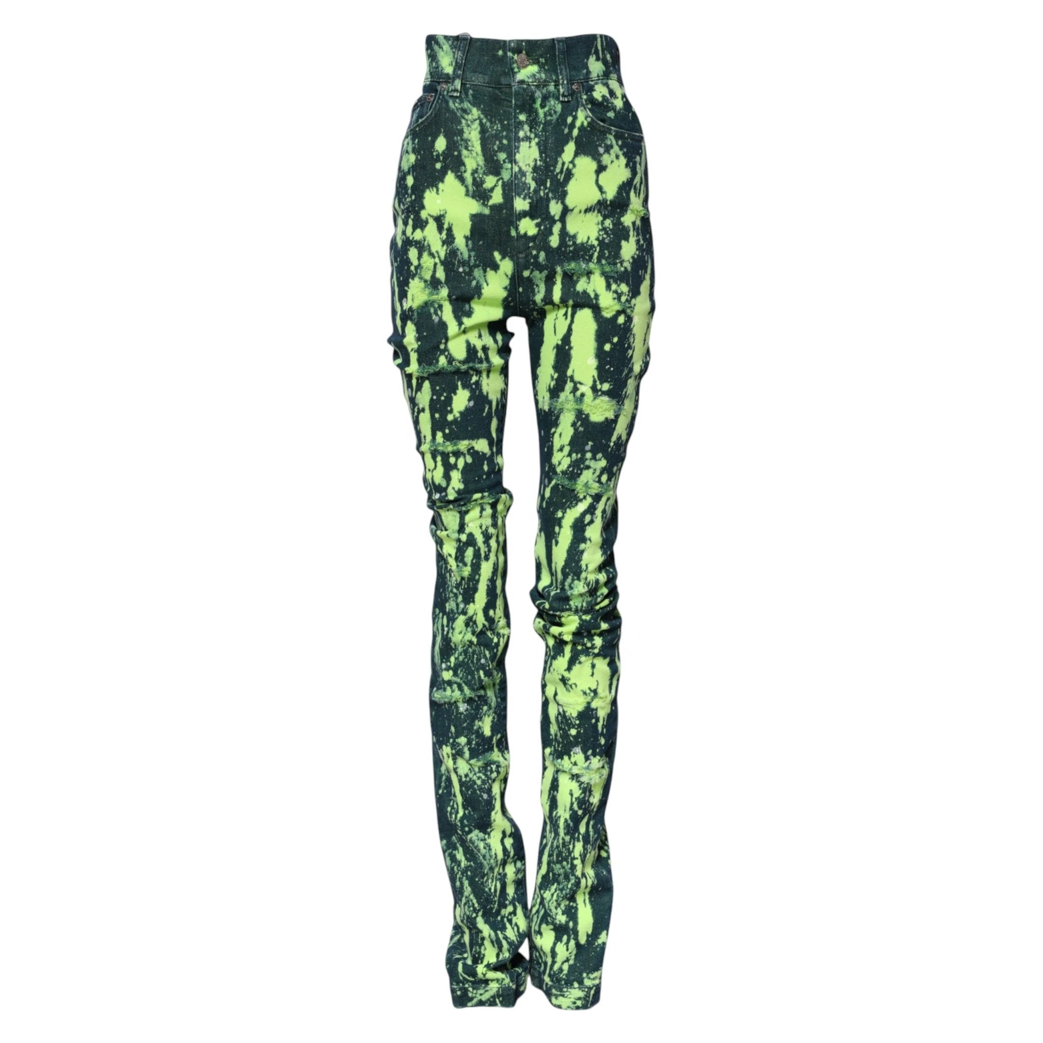 Dolce & Gabbana Green Color Splash High Waist Denim Jeans by Dolce & Gabbana