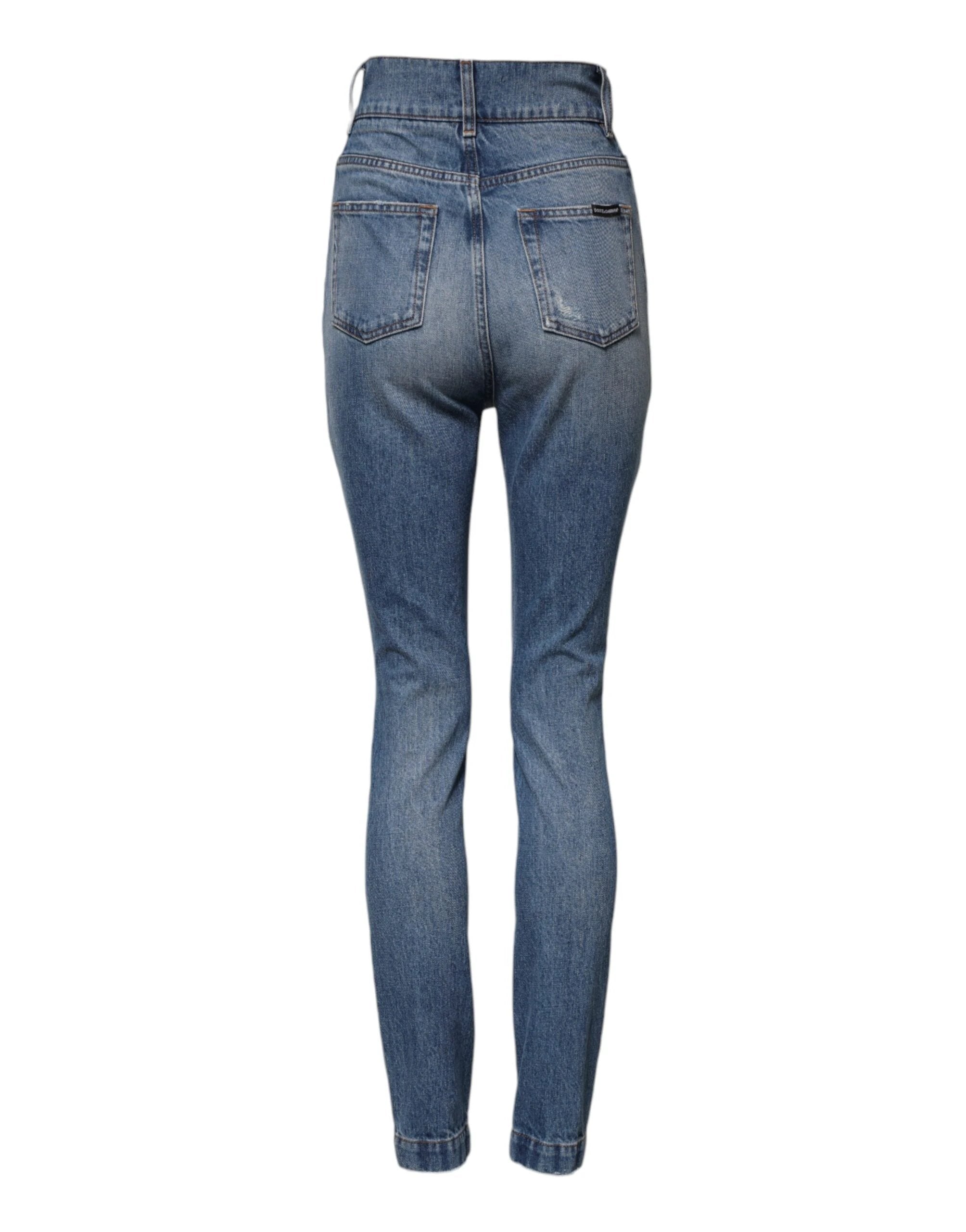 Dolce & Gabbana Blue Washed Skinny High Waist Denim Jeans by Dolce & Gabbana