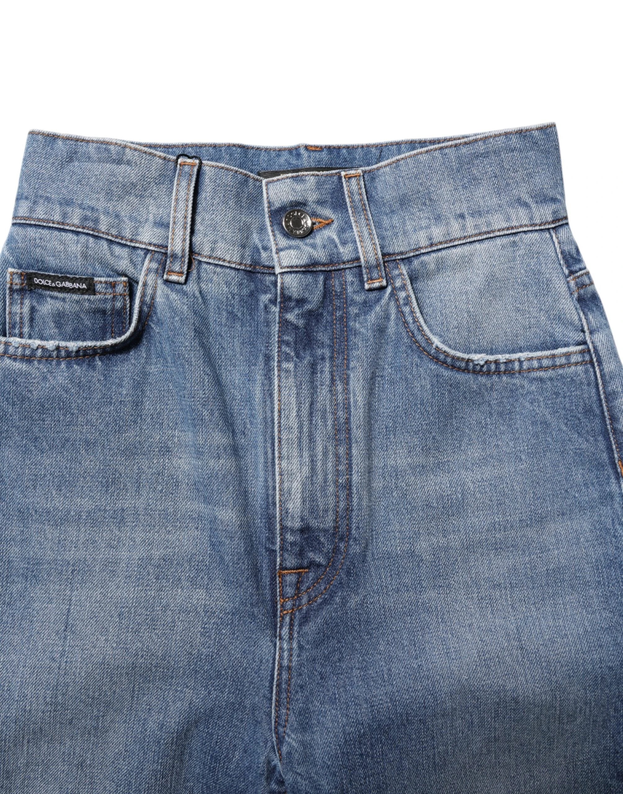 Dolce & Gabbana Blue Washed Skinny High Waist Denim Jeans by Dolce & Gabbana