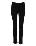 Dolce & Gabbana Black Cotton Logo Skinny Mid Waist Denim Jeans by Dolce & Gabbana