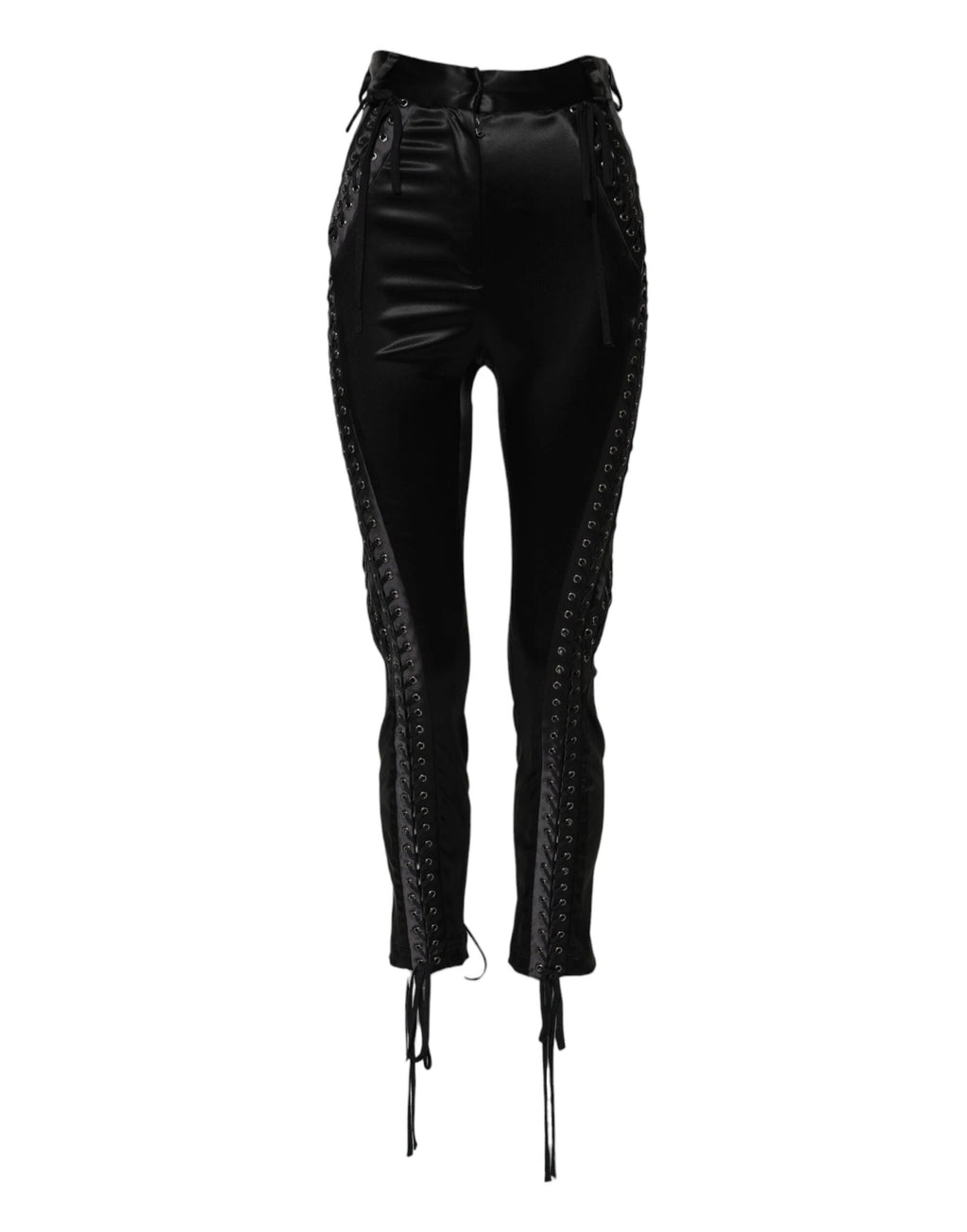 Dolce & Gabbana Black Lace Details High Waist Skinny Pants by Dolce & Gabbana