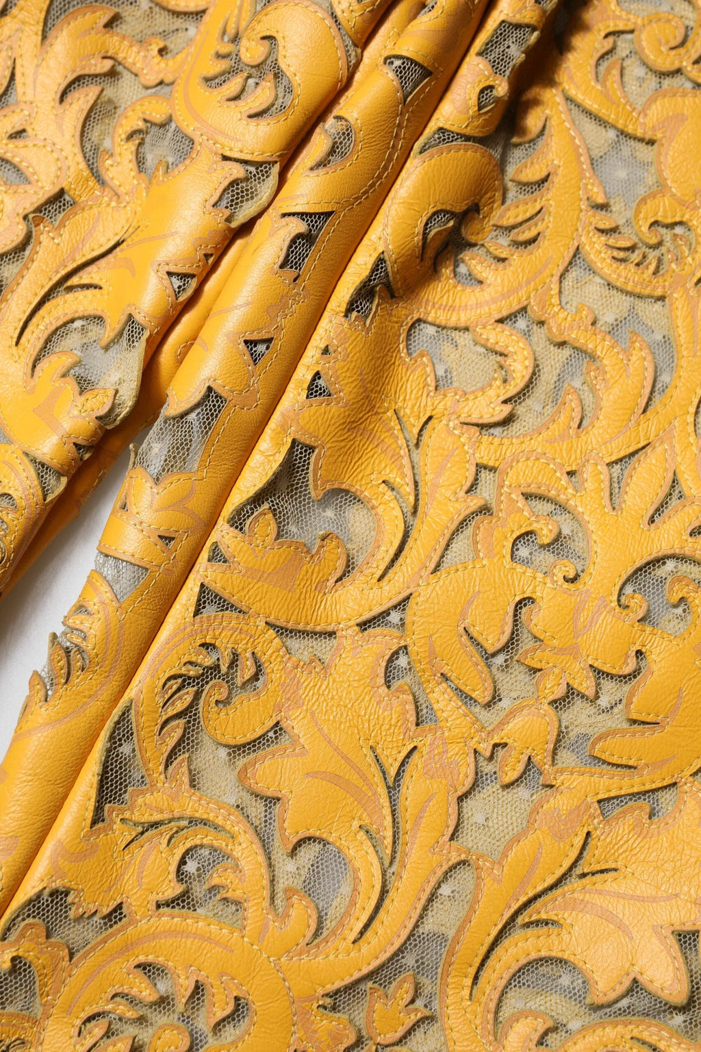 Dolce & Gabbana Yellow Floral Lace Mid Waist Capri Pants by Dolce & Gabbana