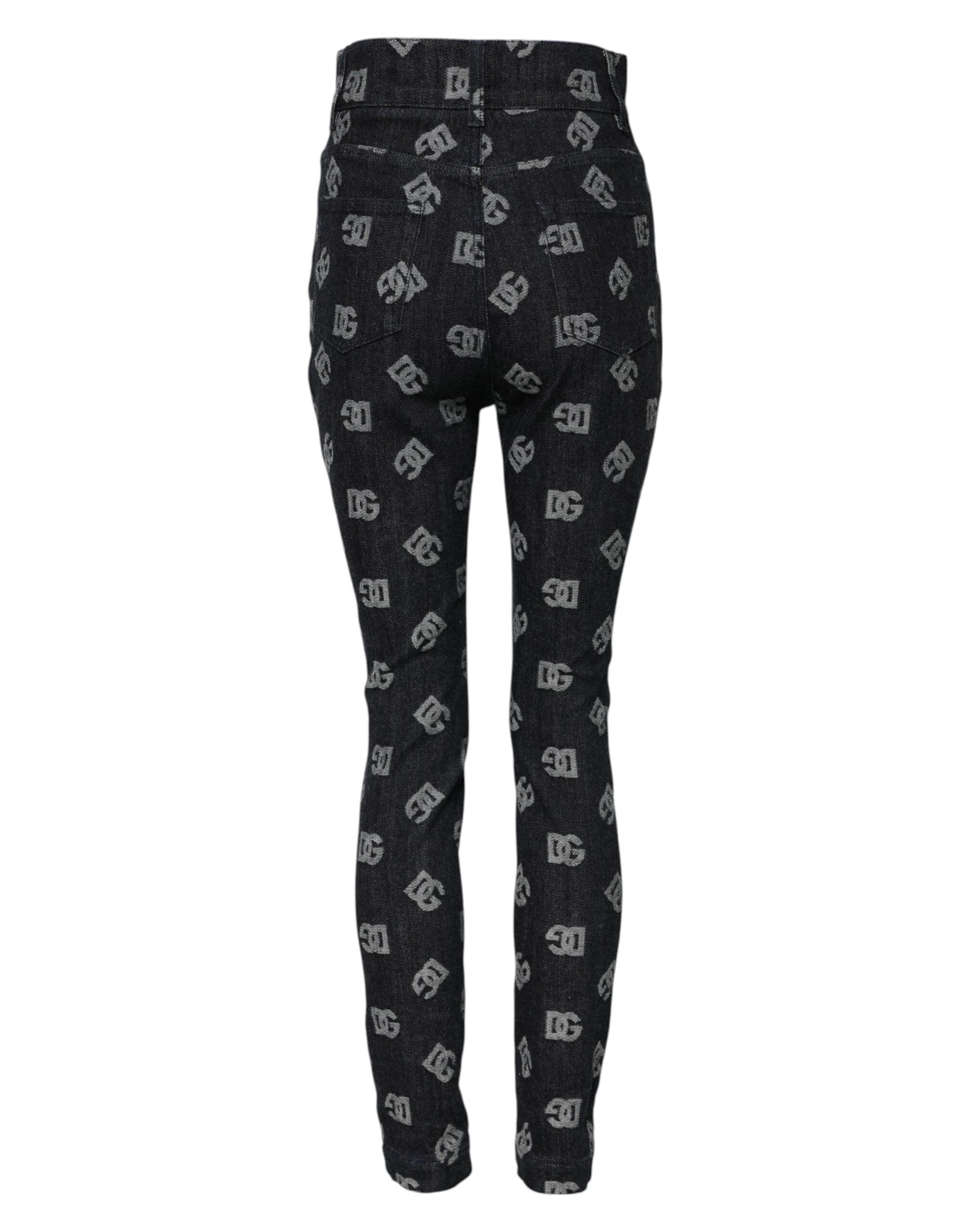 Dolce & Gabbana Black DG Logo High Waist Skinny Denim Jeans by Dolce & Gabbana