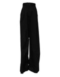 Dolce & Gabbana Black Cotton HighWaist Wide Leg Pants by Dolce & Gabbana