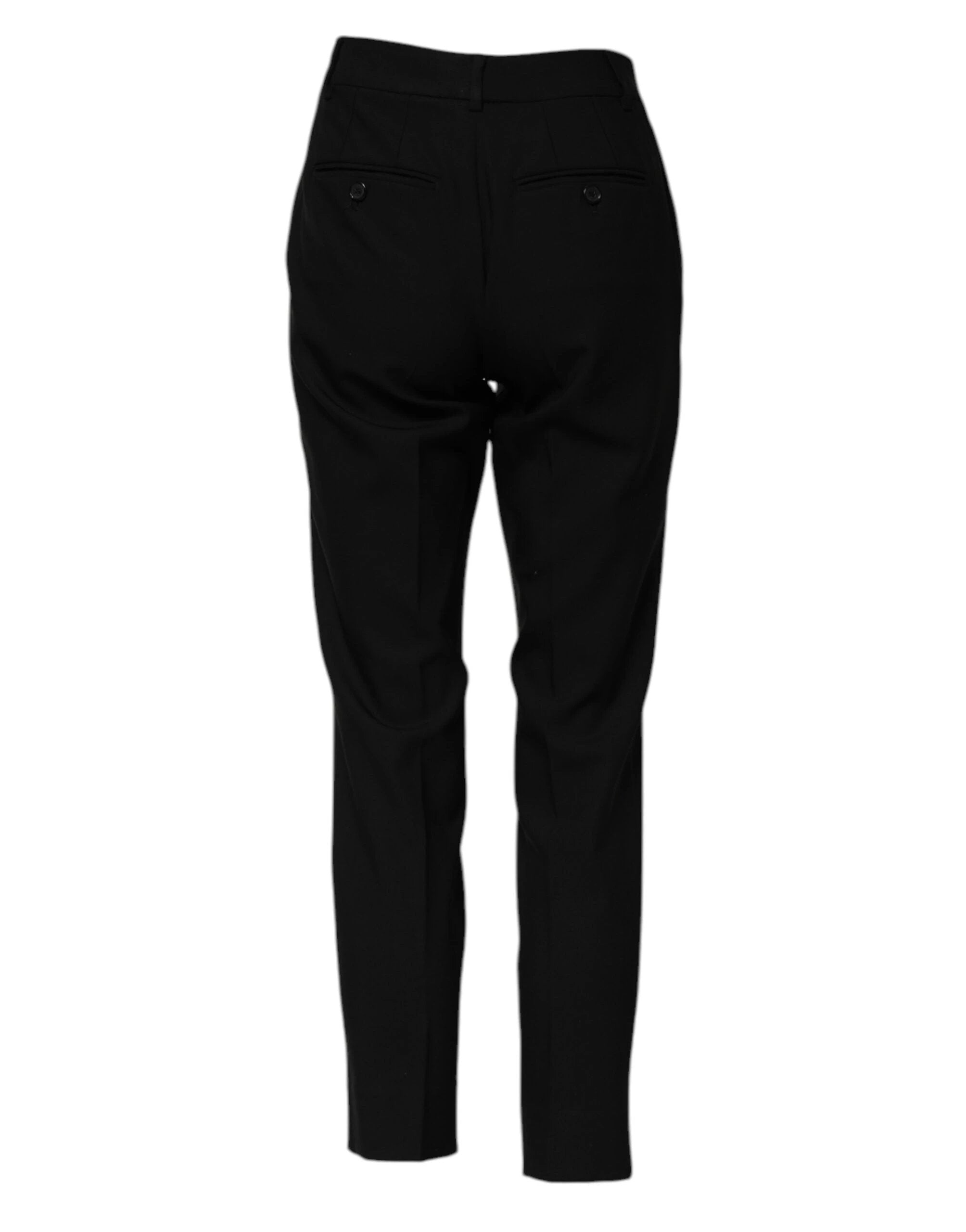 Dolce & Gabbana Black Wool High Waist Tapered Pants by Dolce & Gabbana