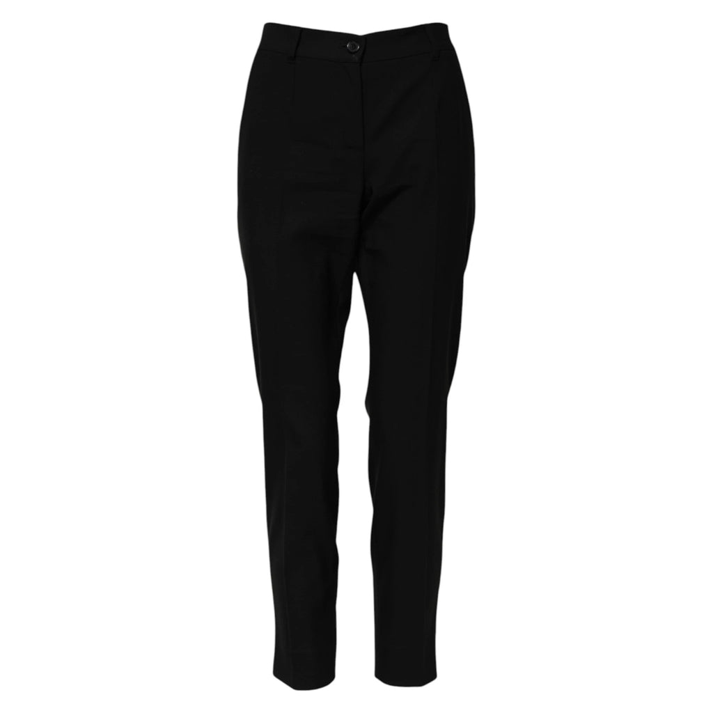 Dolce & Gabbana Black Wool High Waist Tapered Pants by Dolce & Gabbana
