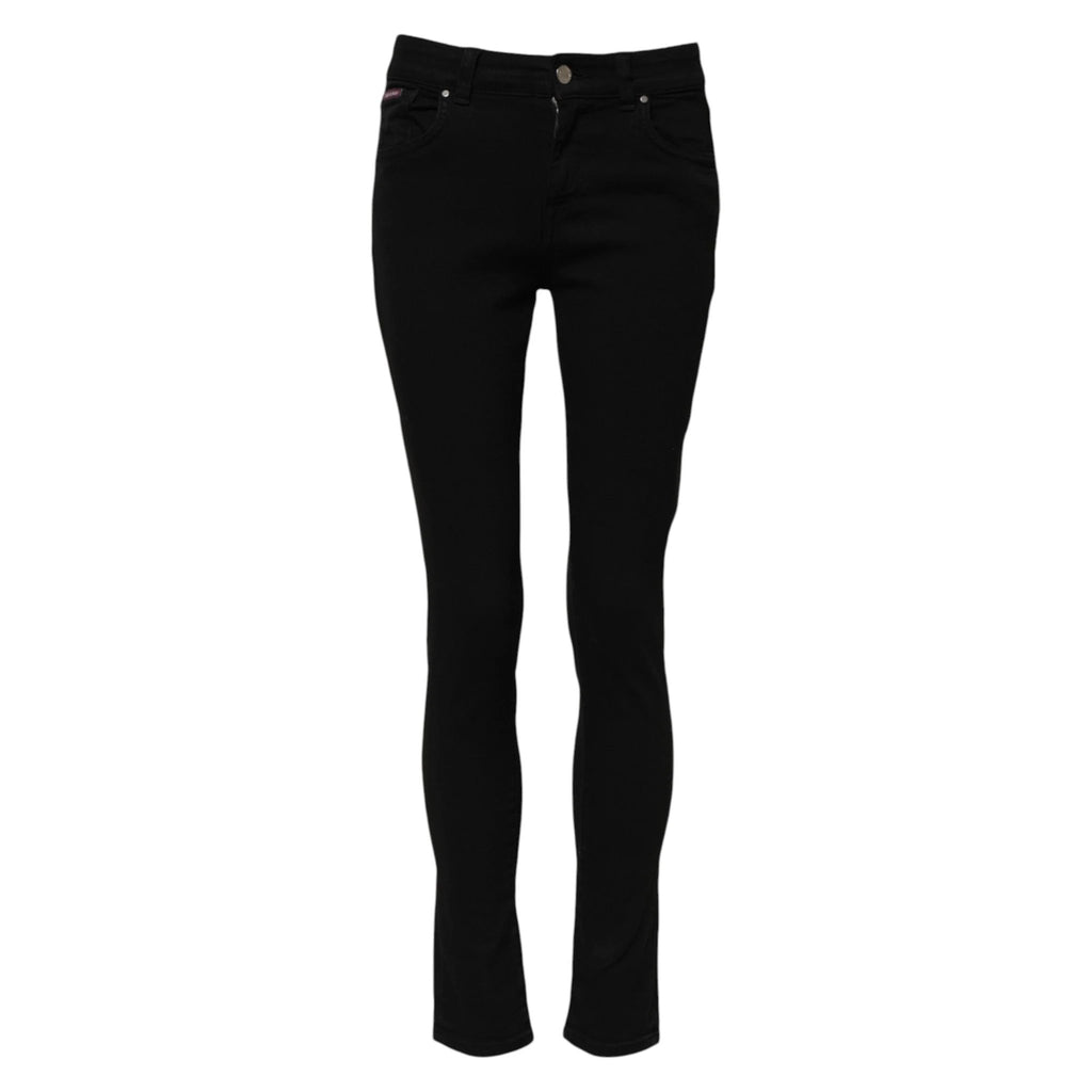 Dolce & Gabbana Black Cotton Skinny Mid Waist Denim Jeans by Dolce & Gabbana