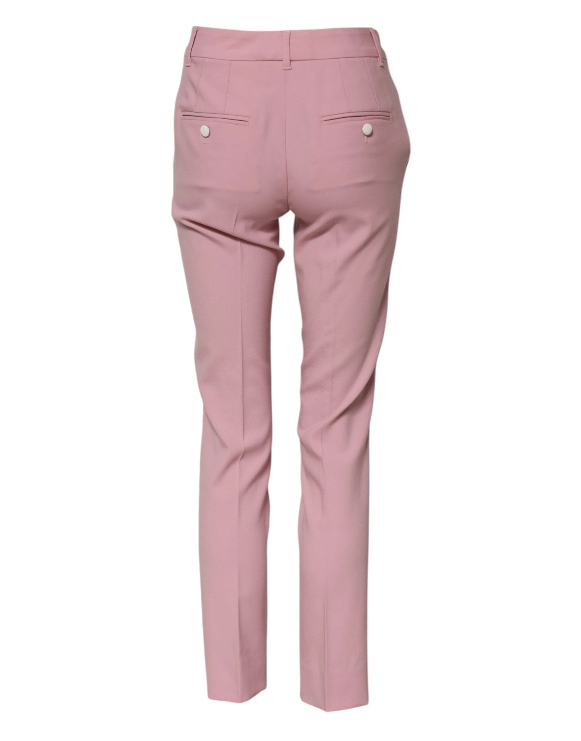 Dolce & Gabbana Pink Wool High Waist Tapered Pants by Dolce & Gabbana