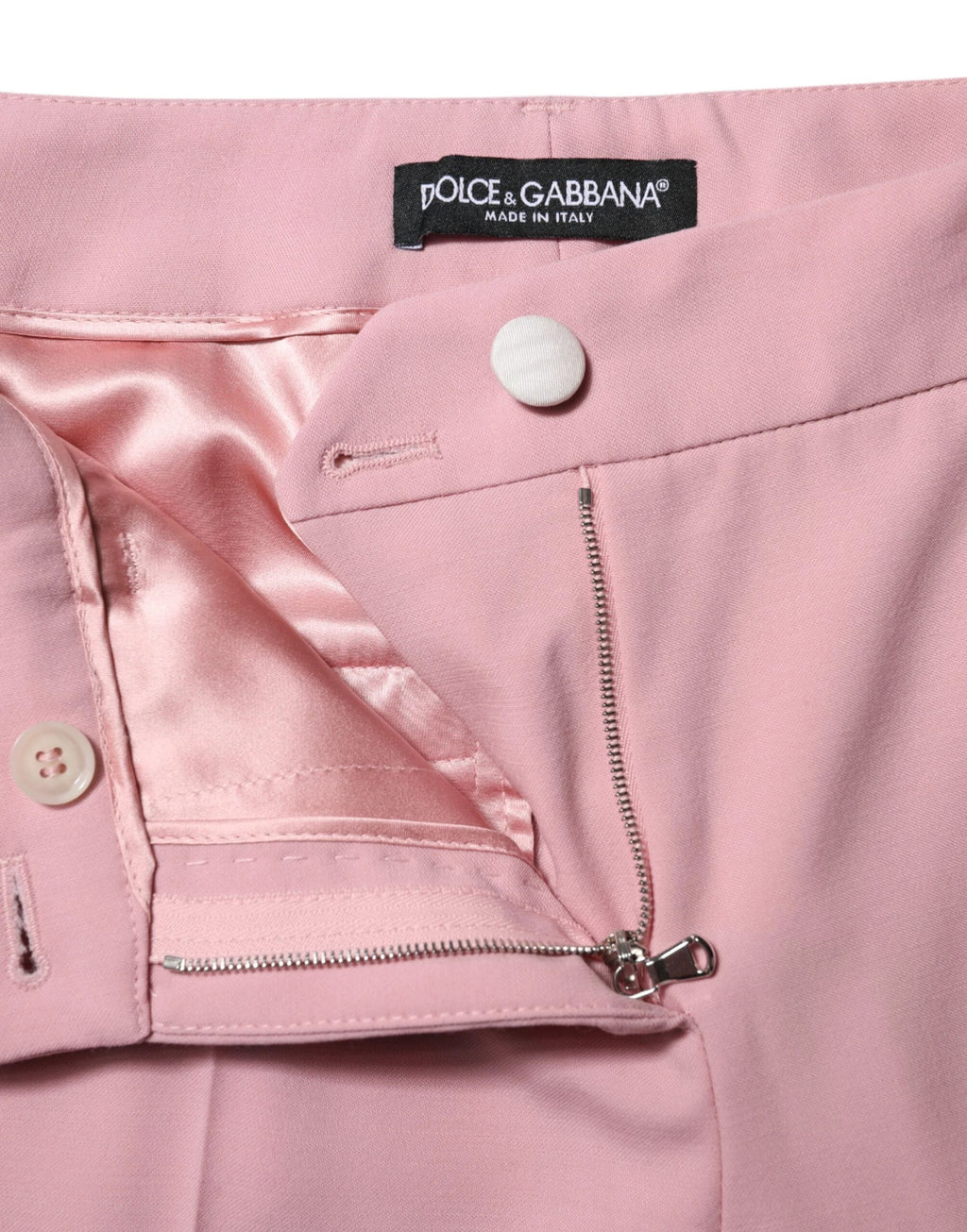 Dolce & Gabbana Pink Wool High Waist Tapered Pants by Dolce & Gabbana