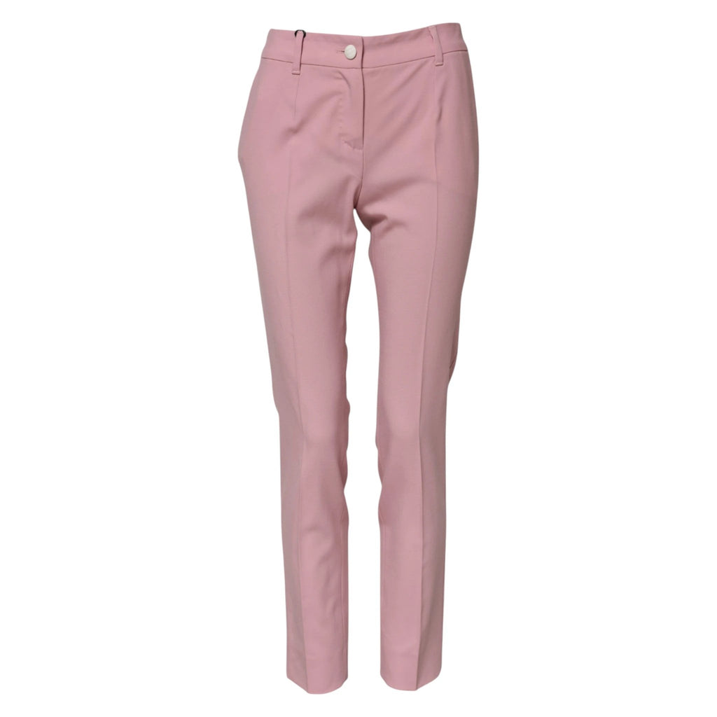 Dolce & Gabbana Pink Wool High Waist Tapered Pants by Dolce & Gabbana