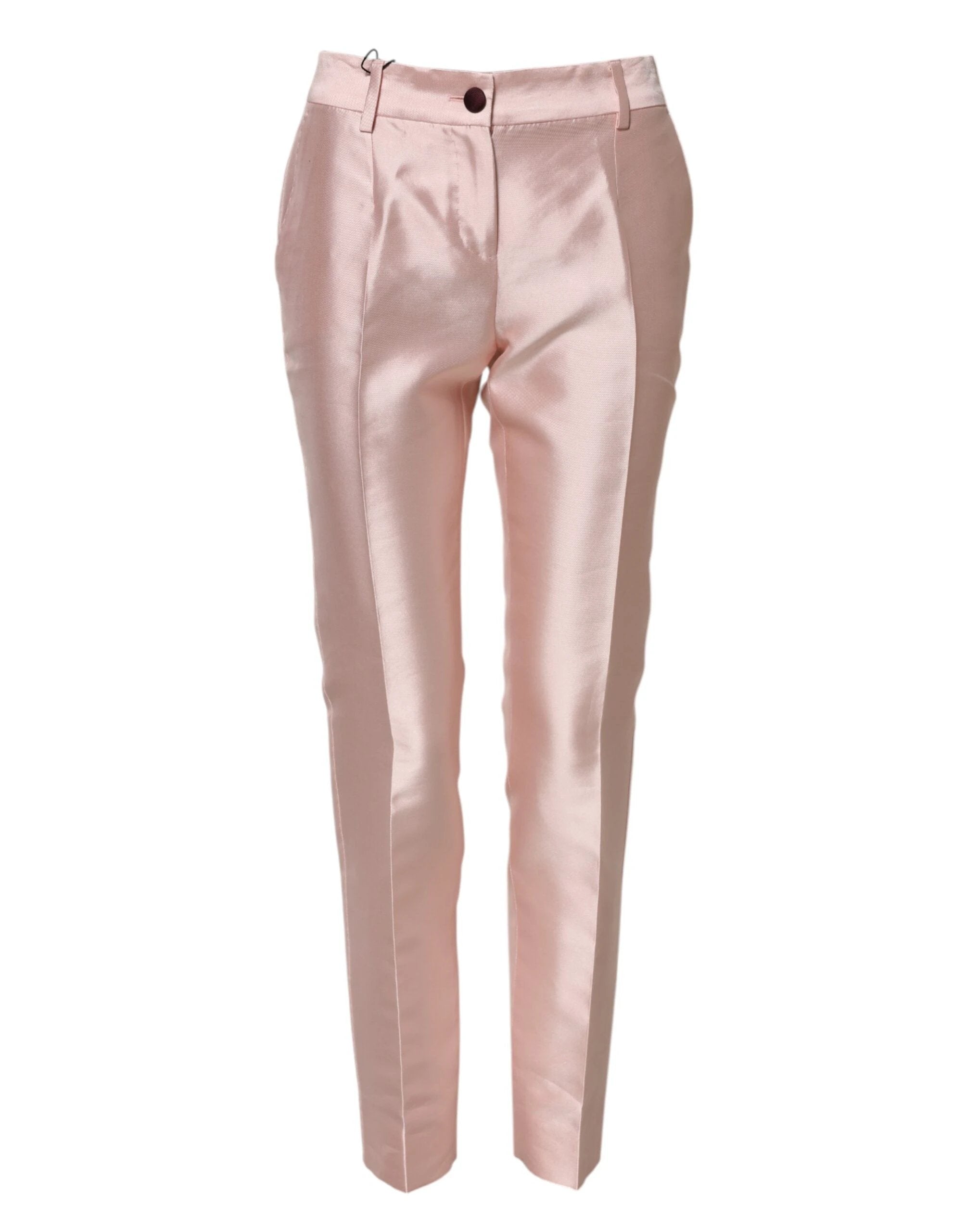Dolce & Gabbana Pink Satin High Waist Tapered Pants by Dolce & Gabbana