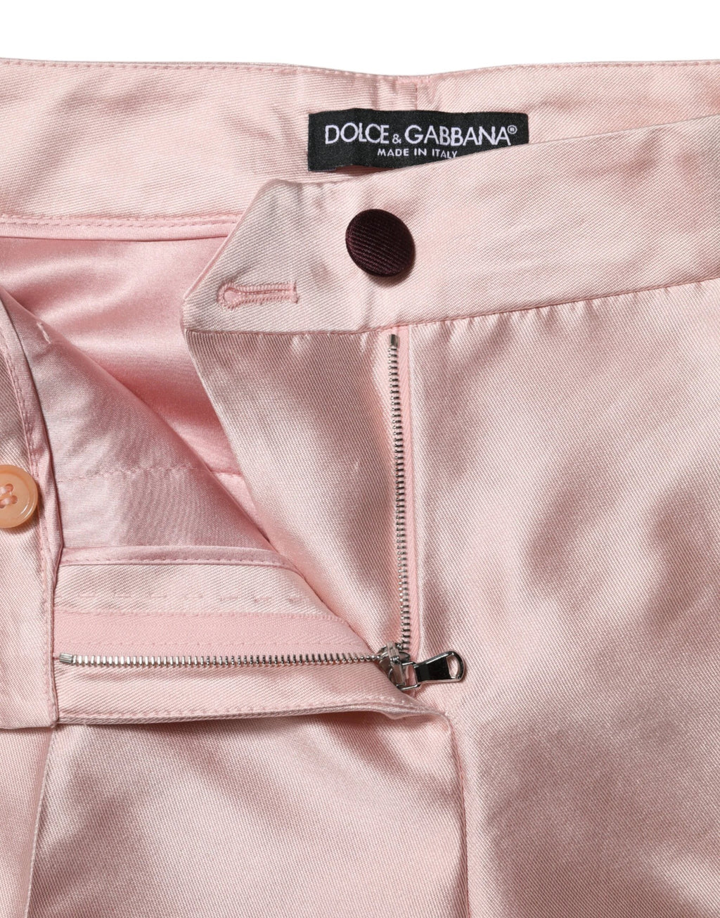 Dolce & Gabbana Pink Satin High Waist Tapered Pants by Dolce & Gabbana