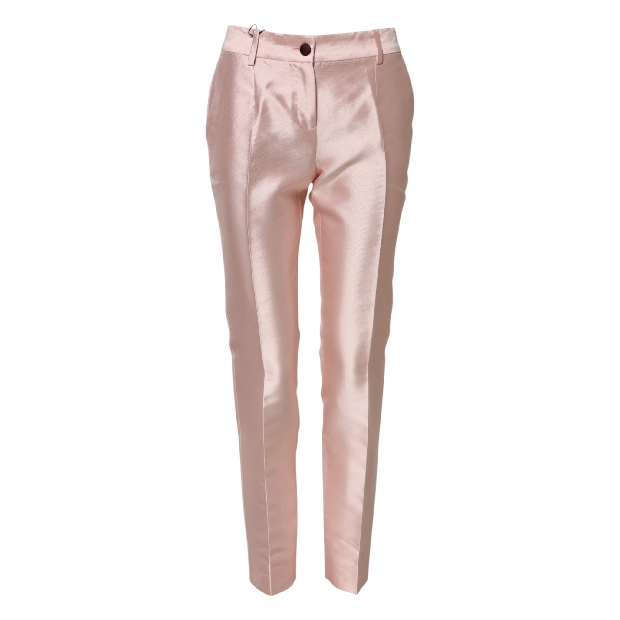 Dolce & Gabbana Pink Satin High Waist Tapered Pants by Dolce & Gabbana