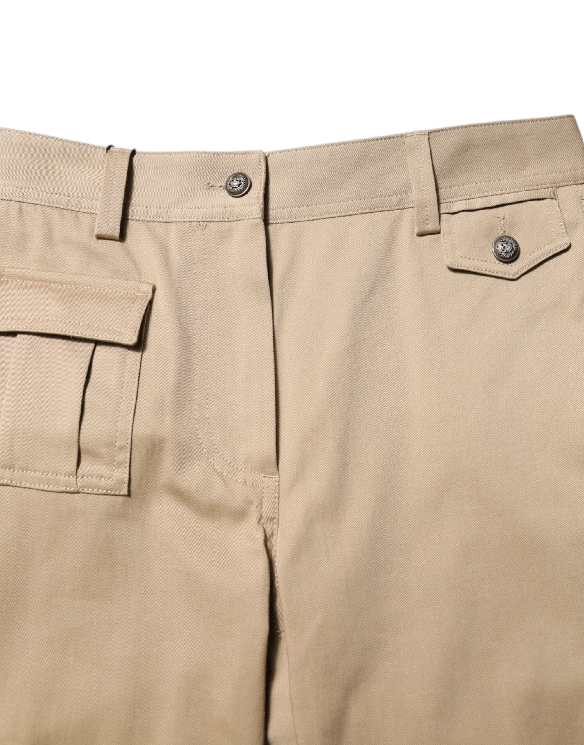Dolce & Gabbana Beige Mid Waist Cargo Tapered Pants by Dolce & Gabbana