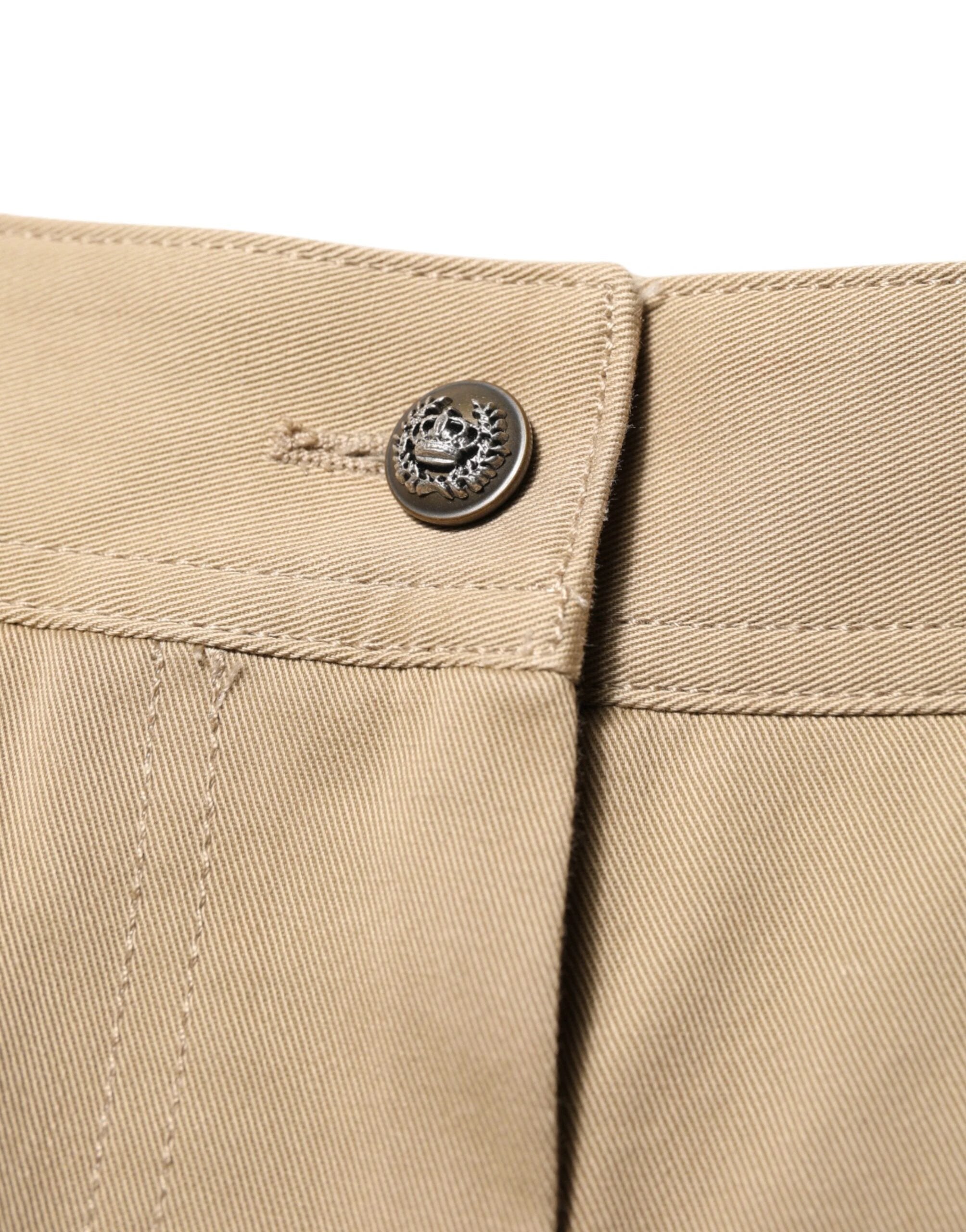 Dolce & Gabbana Beige Mid Waist Cargo Tapered Pants by Dolce & Gabbana