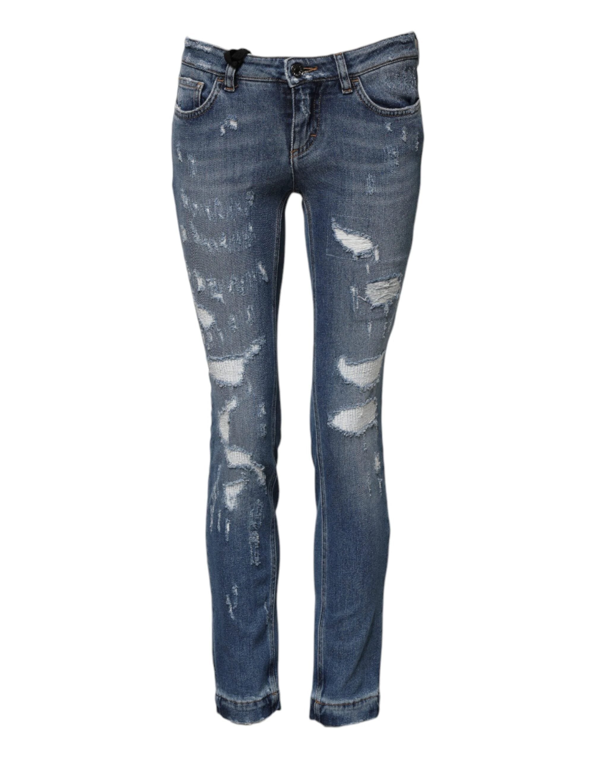 Dolce & Gabbana Blue PRETTY Tattered Skinny Denim Jeans by Dolce & Gabbana