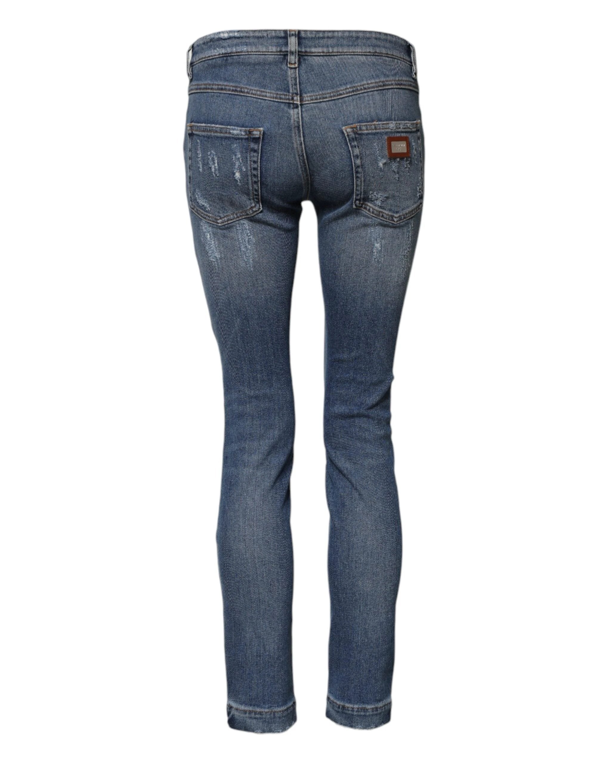 Dolce & Gabbana Blue PRETTY Tattered Skinny Denim Jeans by Dolce & Gabbana
