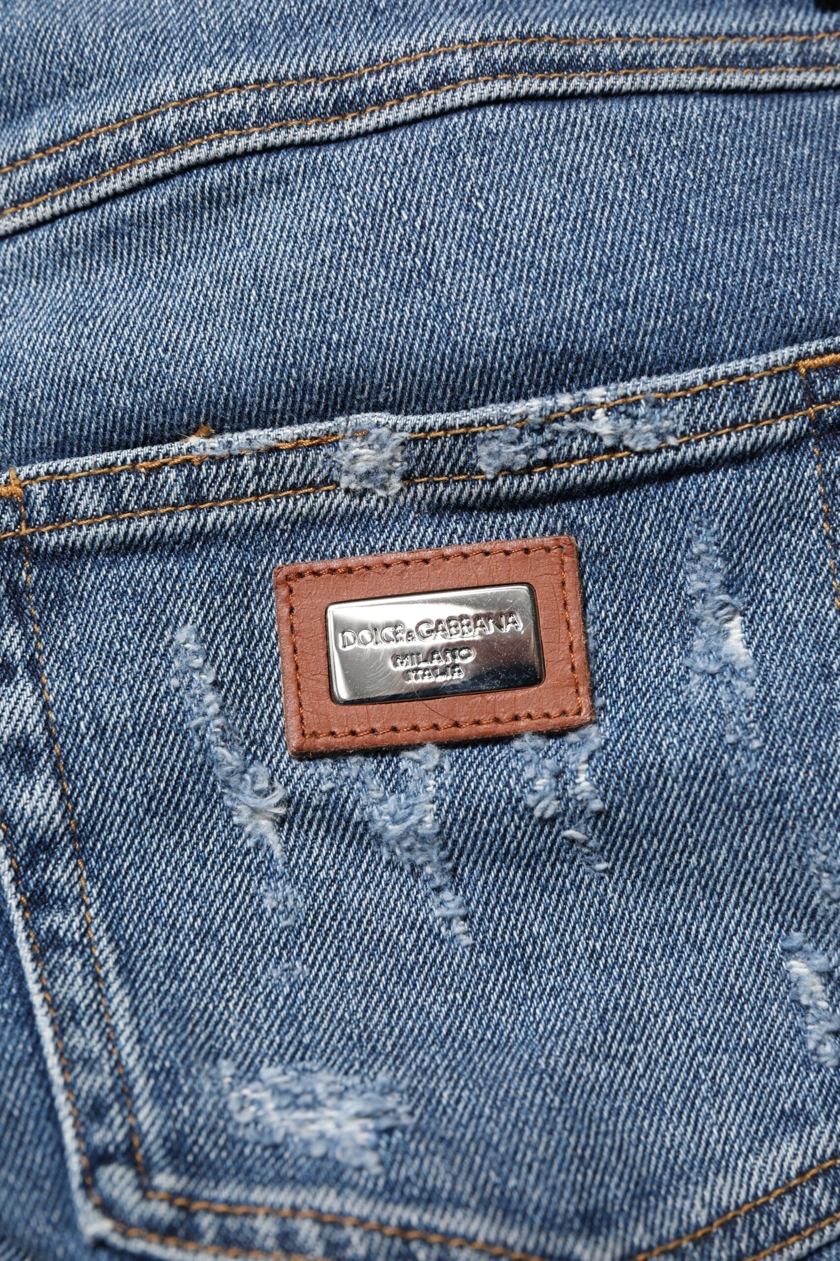 Dolce & Gabbana Blue PRETTY Tattered Skinny Denim Jeans by Dolce & Gabbana