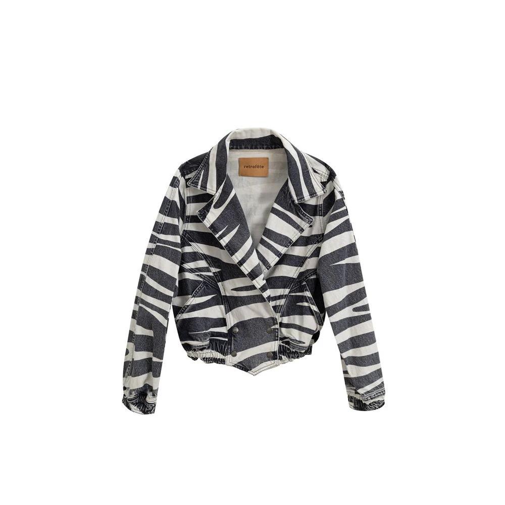 Retrofête Black And White Cotton Blazer by Retrofête