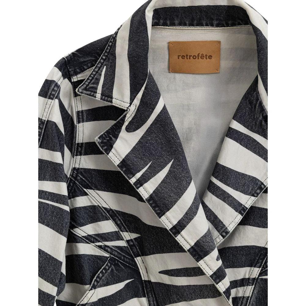 Retrofête Black And White Cotton Blazer by Retrofête
