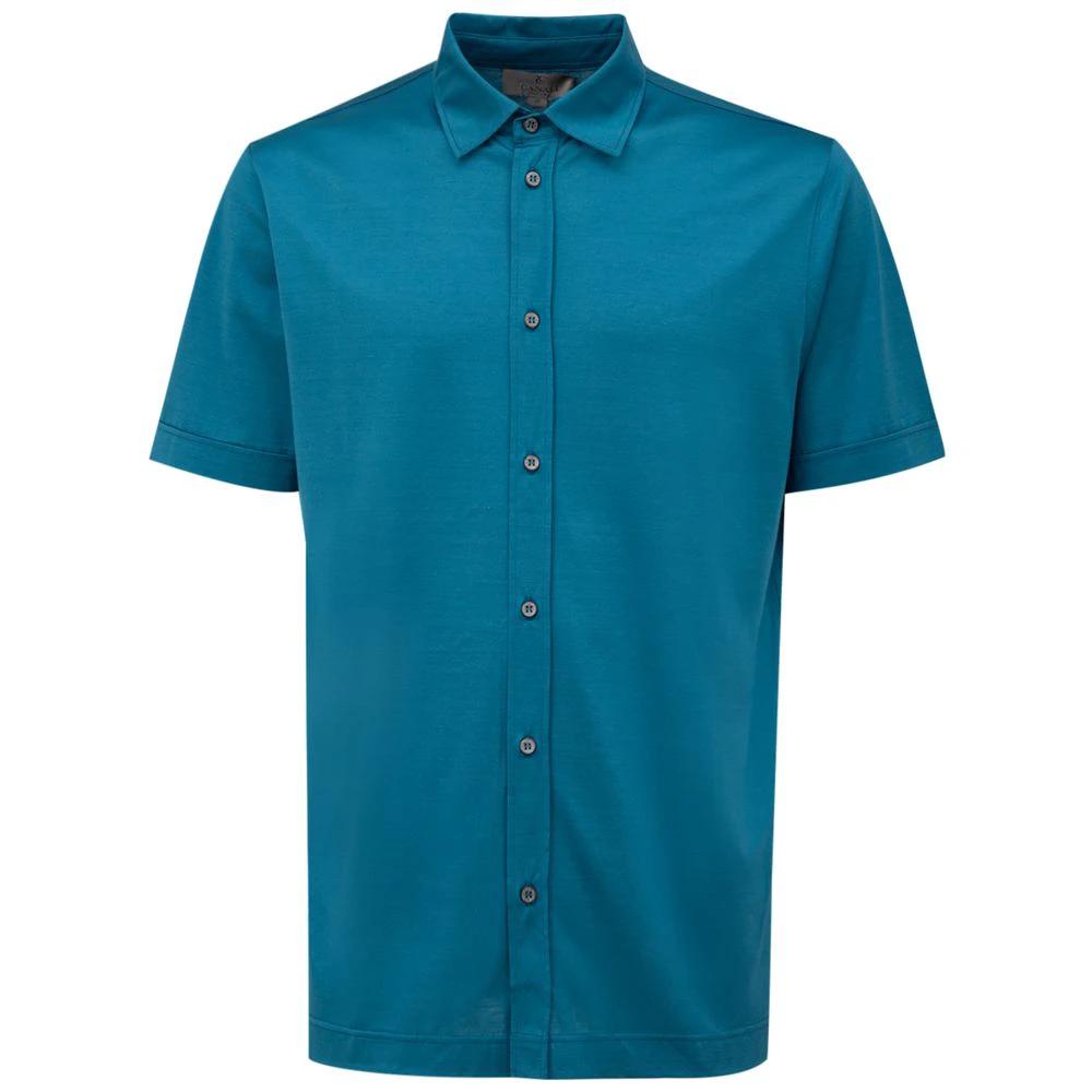 Canali Blue Cotton Shortsleeve Shirt by Canali