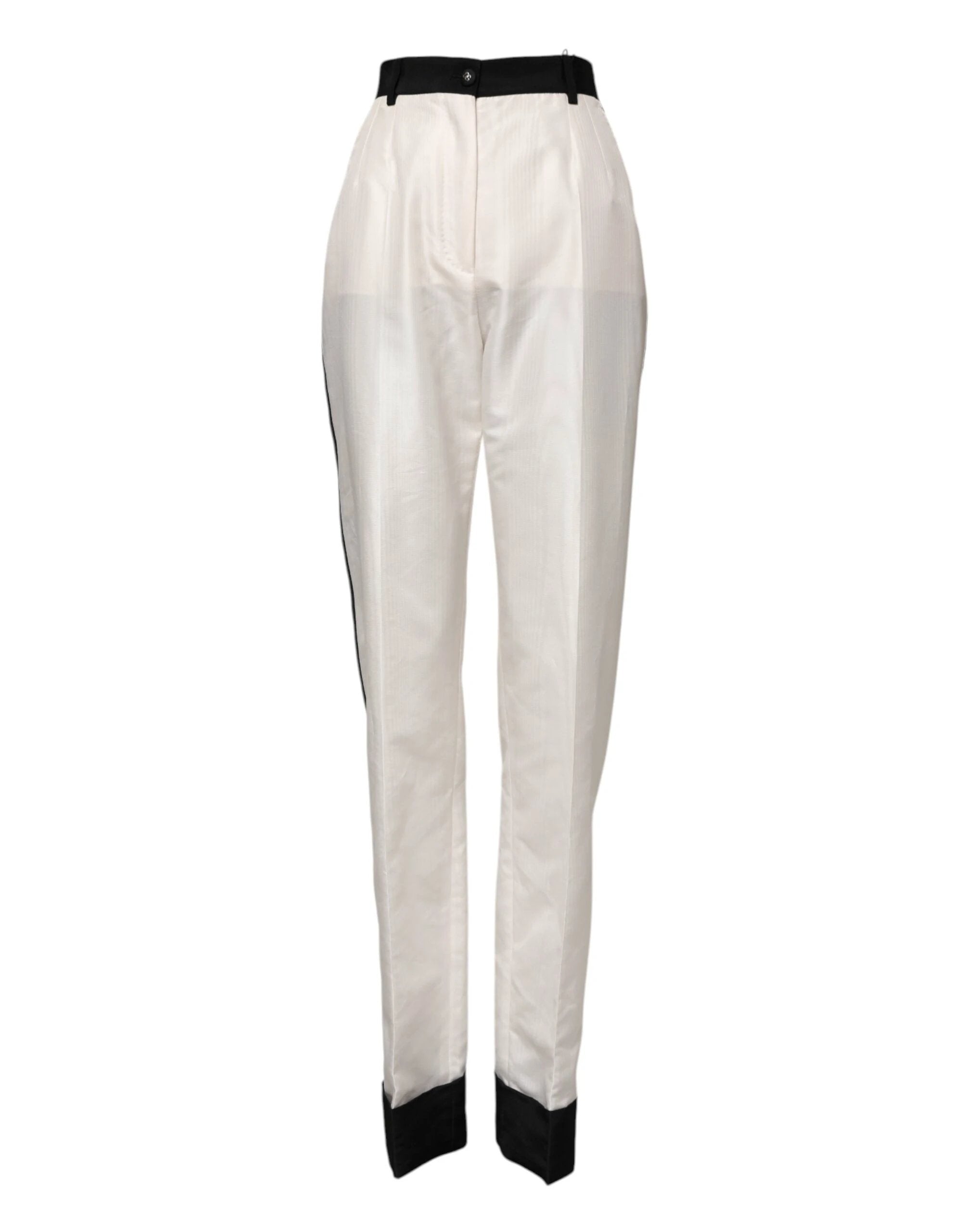 Dolce & Gabbana White High Waist Straight Dress Trouser Pants by Dolce & Gabbana