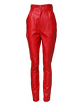 Dolce & Gabbana Red Viscose High Waist Tapered Trouser Pants by Dolce & Gabbana