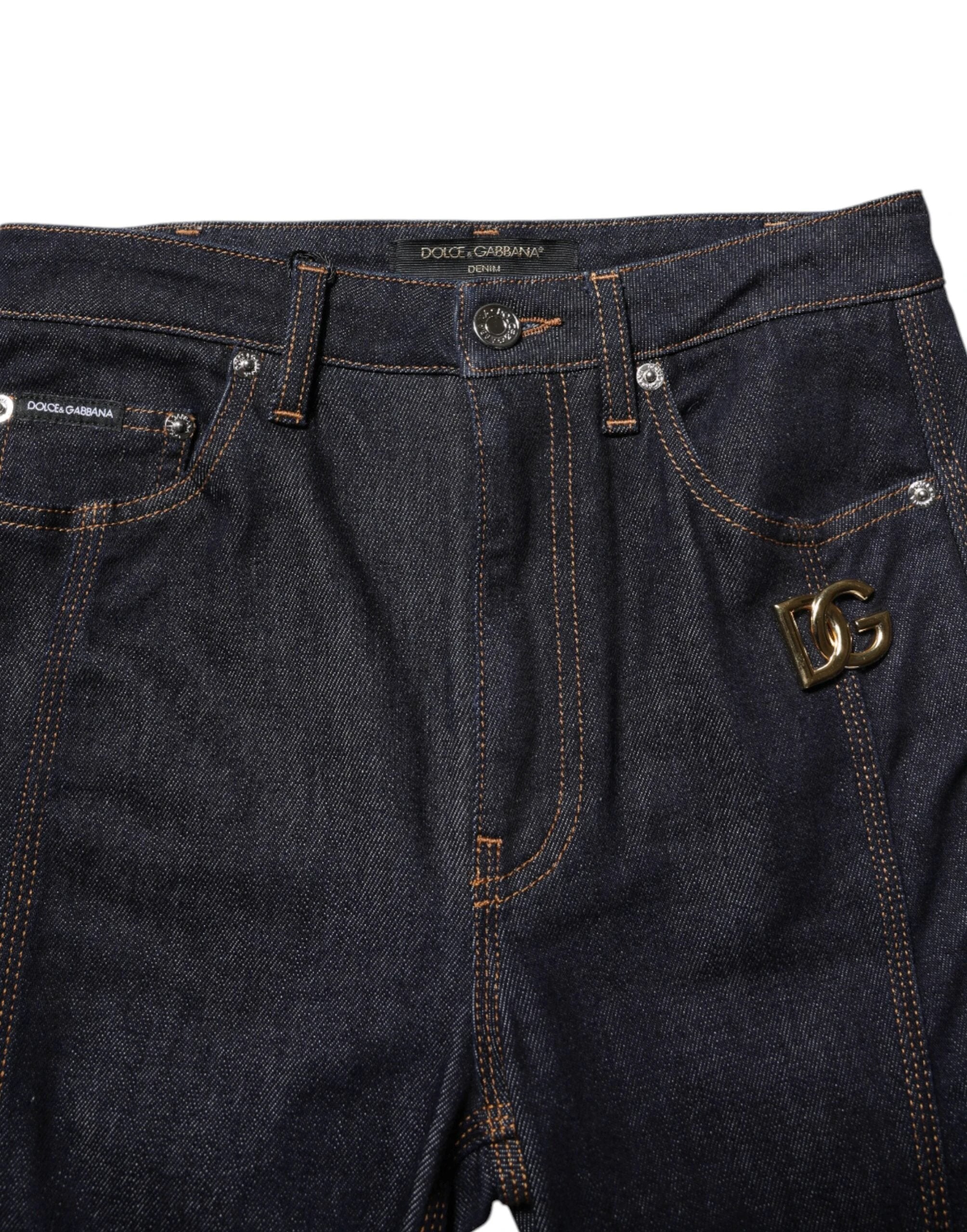 Dolce & Gabbana Black Cotton Mid Waist Bootcut Denim Jeans by Dolce & Gabbana