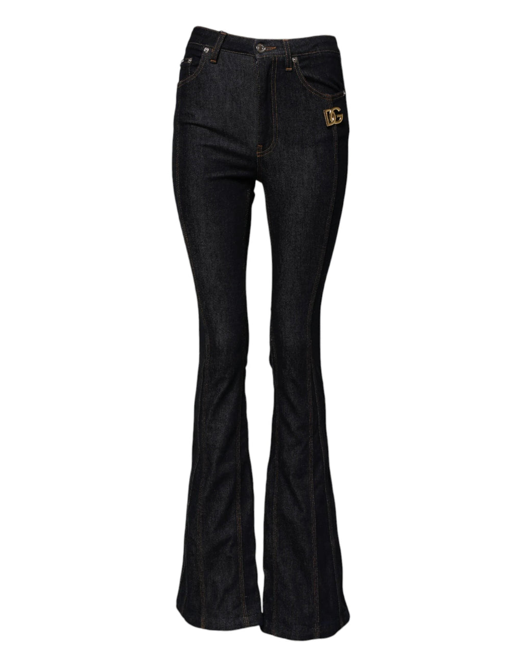 Dolce & Gabbana Black Cotton Mid Waist Bootcut Denim Jeans by Dolce & Gabbana