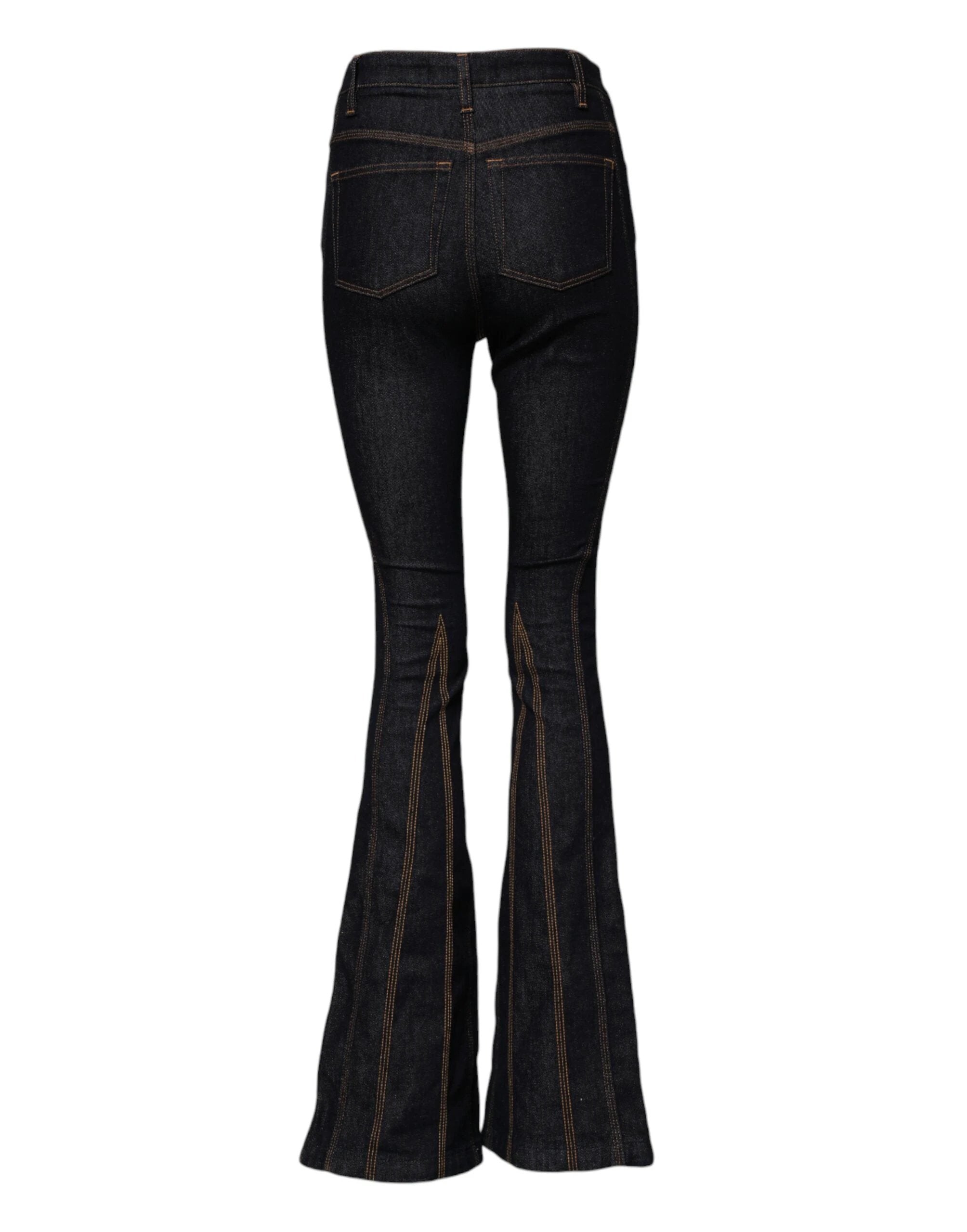 Dolce & Gabbana Black Cotton Mid Waist Bootcut Denim Jeans by Dolce & Gabbana