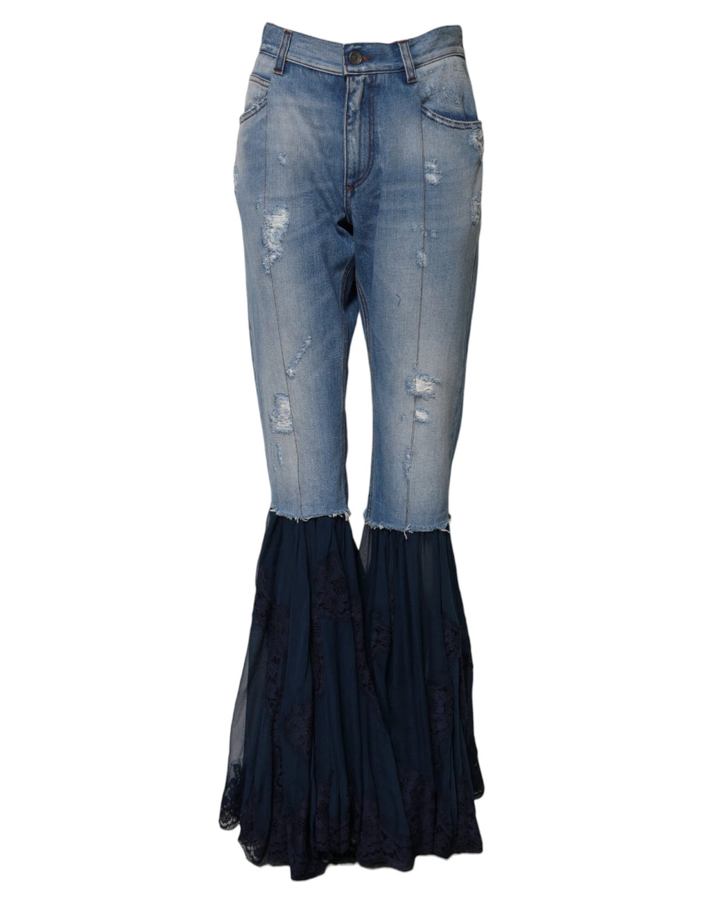 Dolce & Gabbana Blue Cotton High Waist Flared Denim Jeans by Dolce & Gabbana