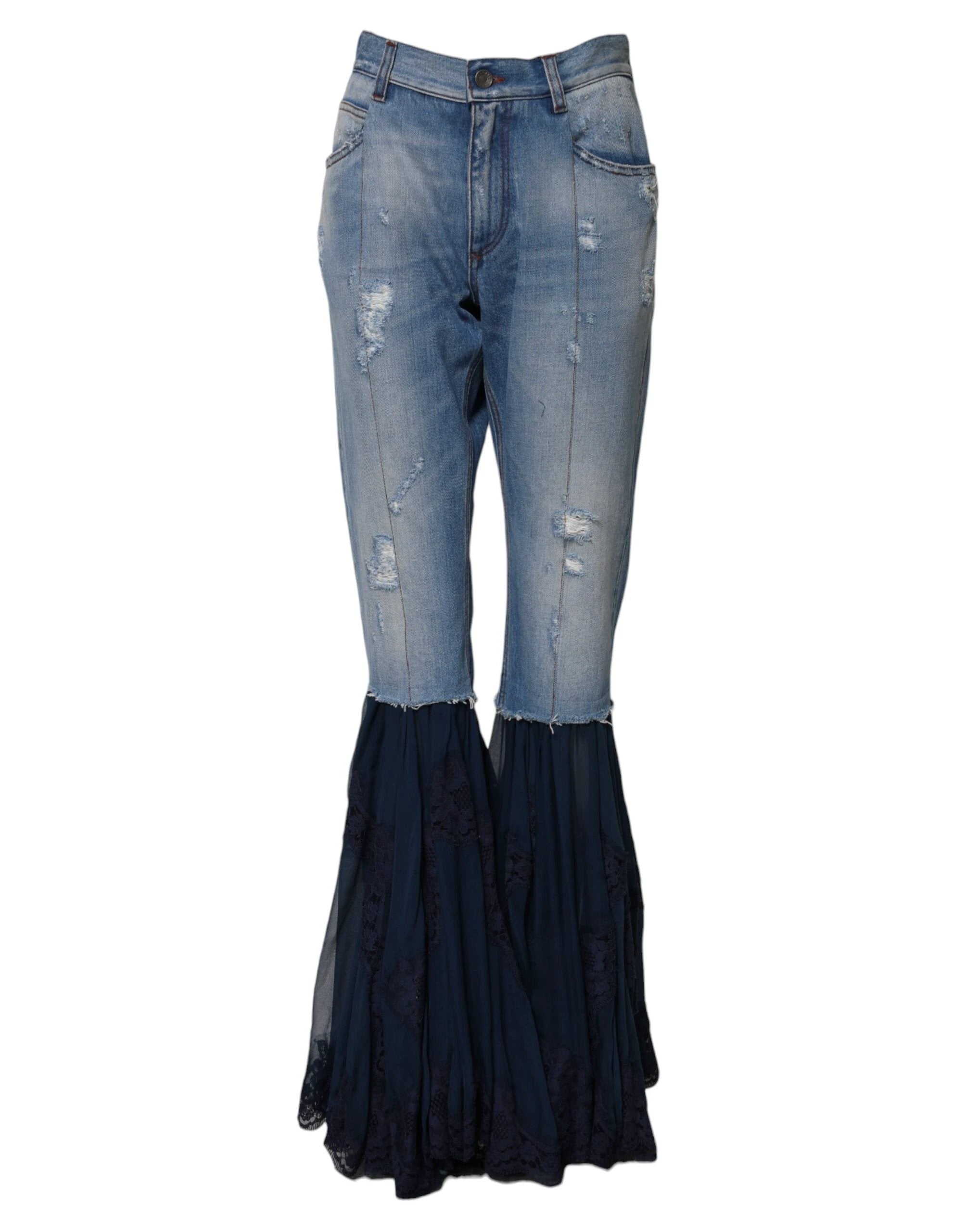 Dolce & Gabbana Blue Cotton High Waist Flared Denim Jeans by Dolce & Gabbana