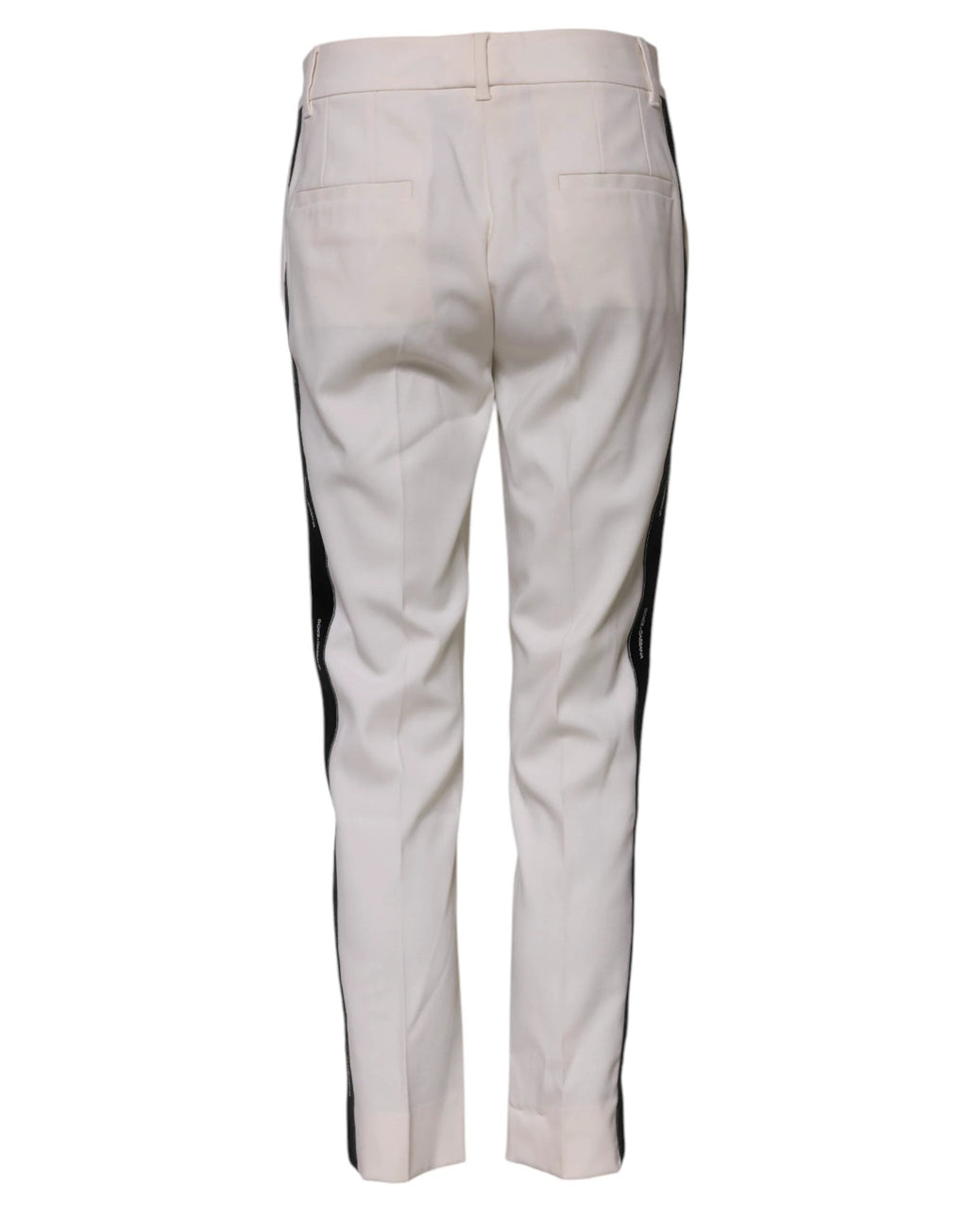 Dolce & Gabbana White Wool Mid Waist Tapered Trouser Pants by Dolce & Gabbana