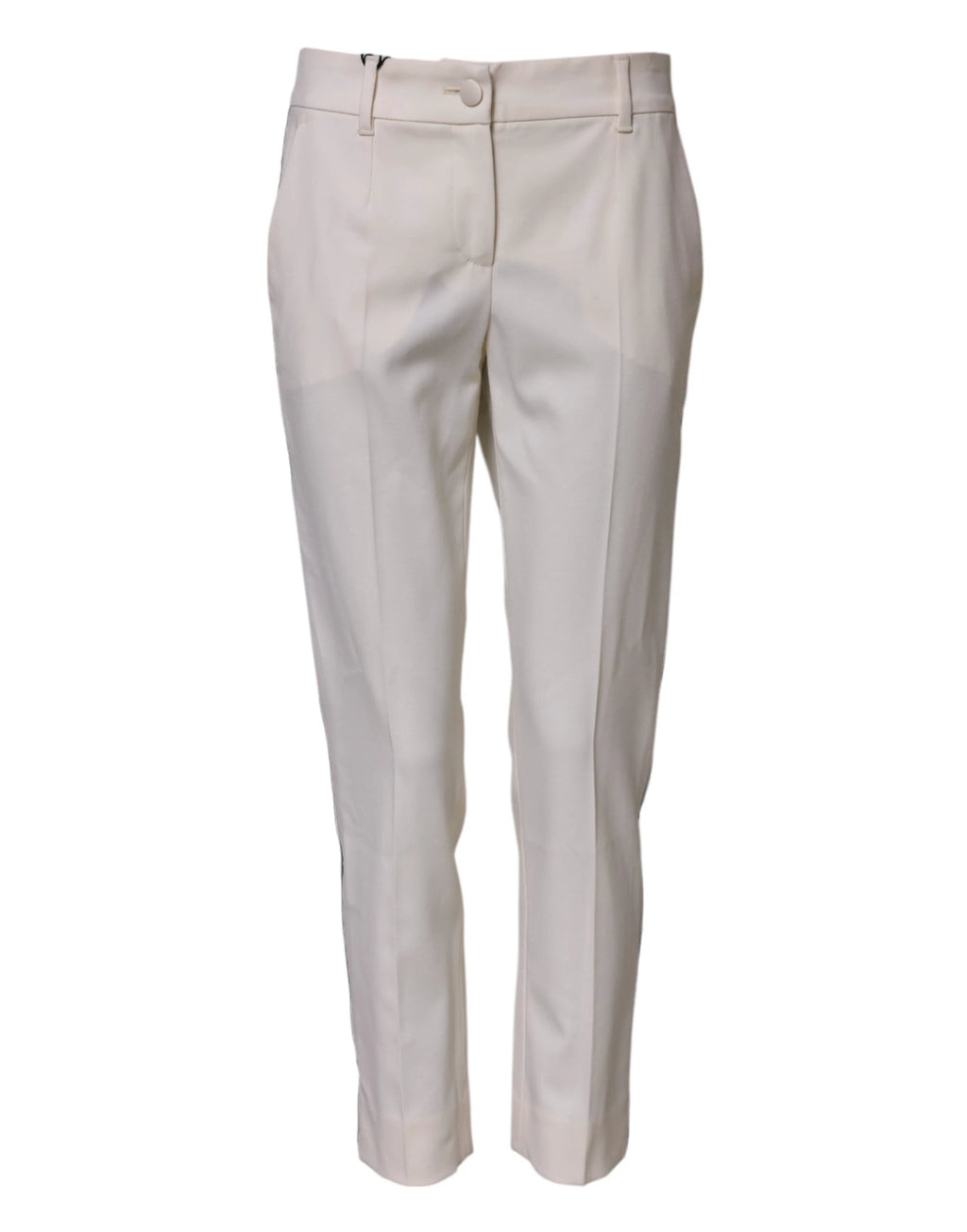 Dolce & Gabbana White Wool Mid Waist Tapered Trouser Pants by Dolce & Gabbana