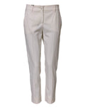 Dolce & Gabbana White Wool Mid Waist Tapered Trouser Pants by Dolce & Gabbana