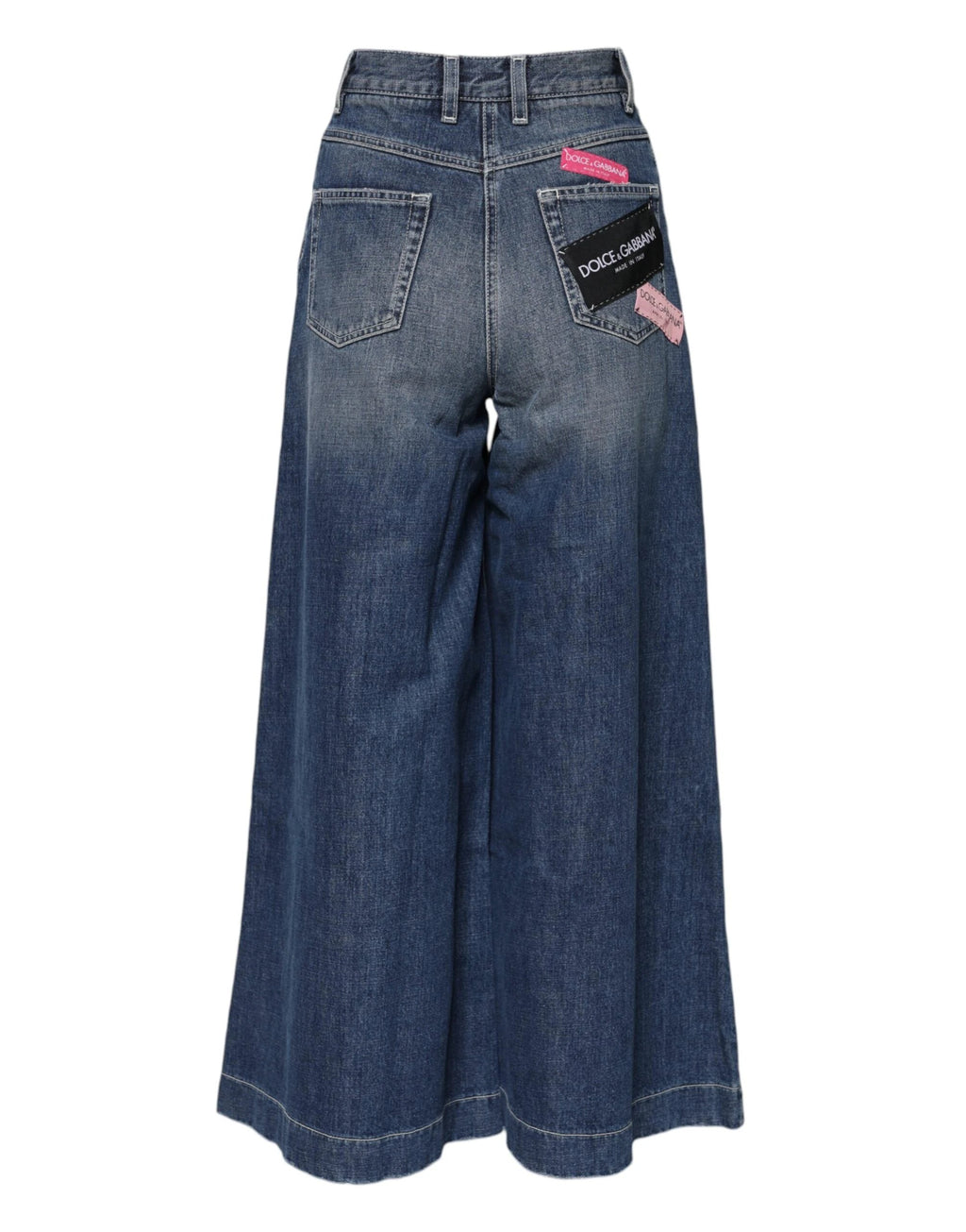 Dolce & Gabbana Blue Cotton High Waist Wide Leg Denim Jeans by Dolce & Gabbana