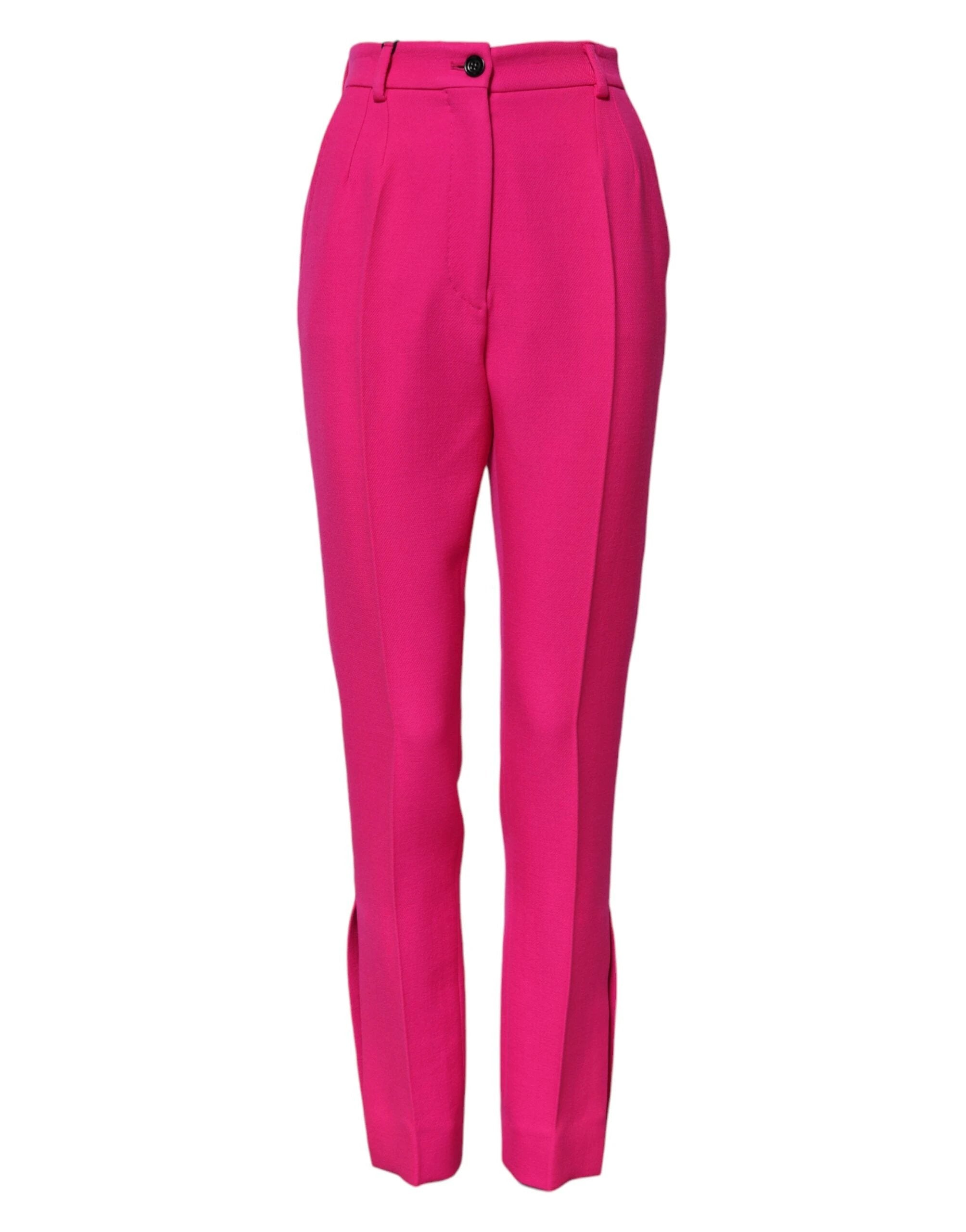 Dolce & Gabbana Fuchsia Pink HighWaist Tapered Trouser Pants by Dolce & Gabbana