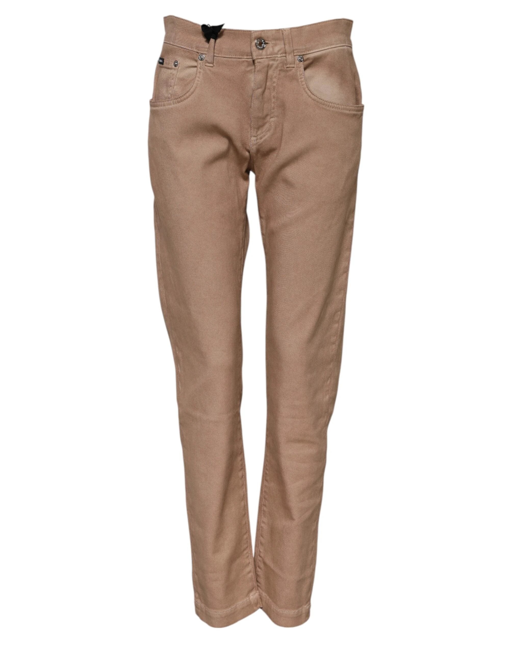 Dolce & Gabbana Brown Cotton Boyfriend Denim Trousers Jeans by Dolce & Gabbana