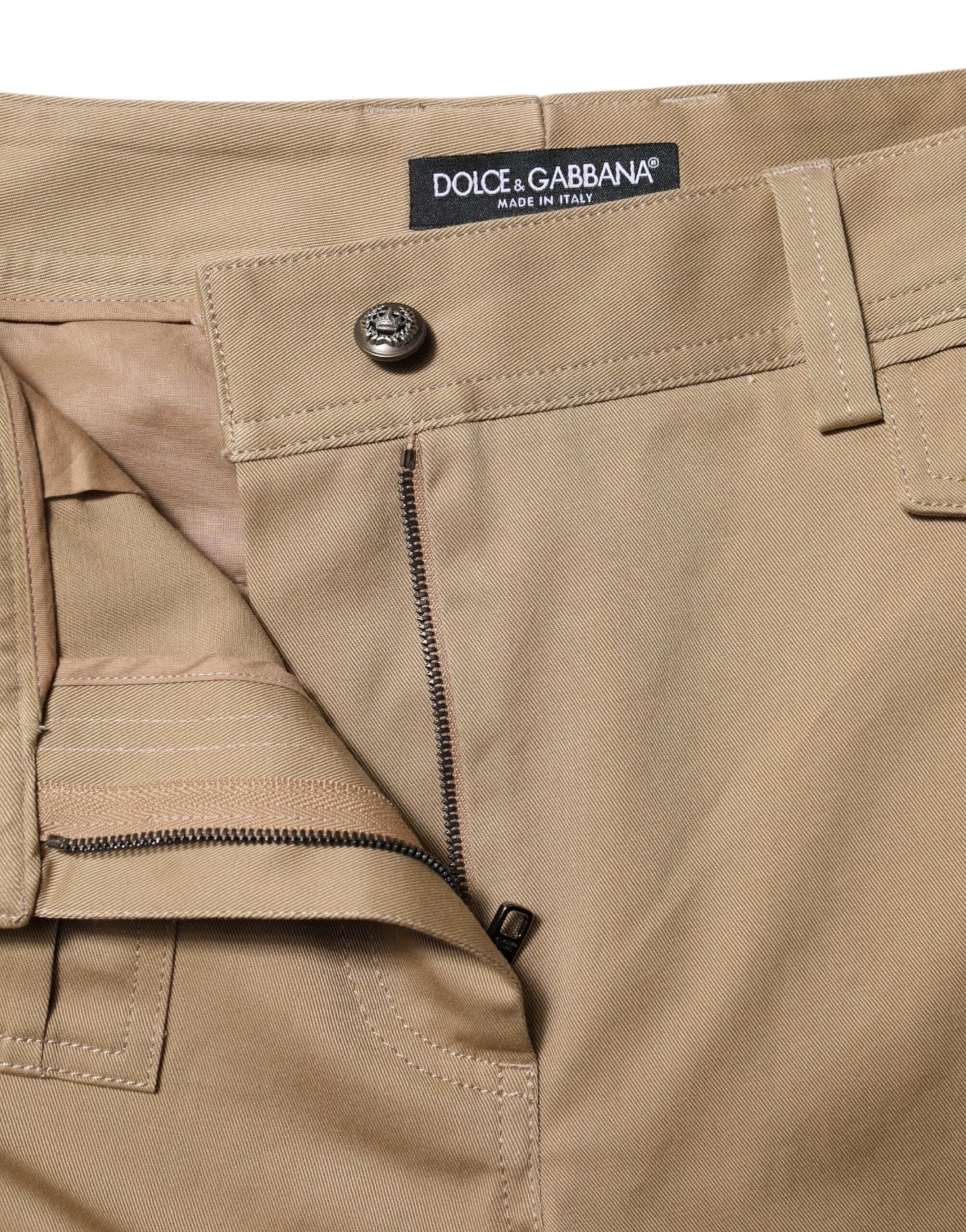Dolce & Gabbana Beige Mid Waist Cargo Tapered Pants by Dolce & Gabbana