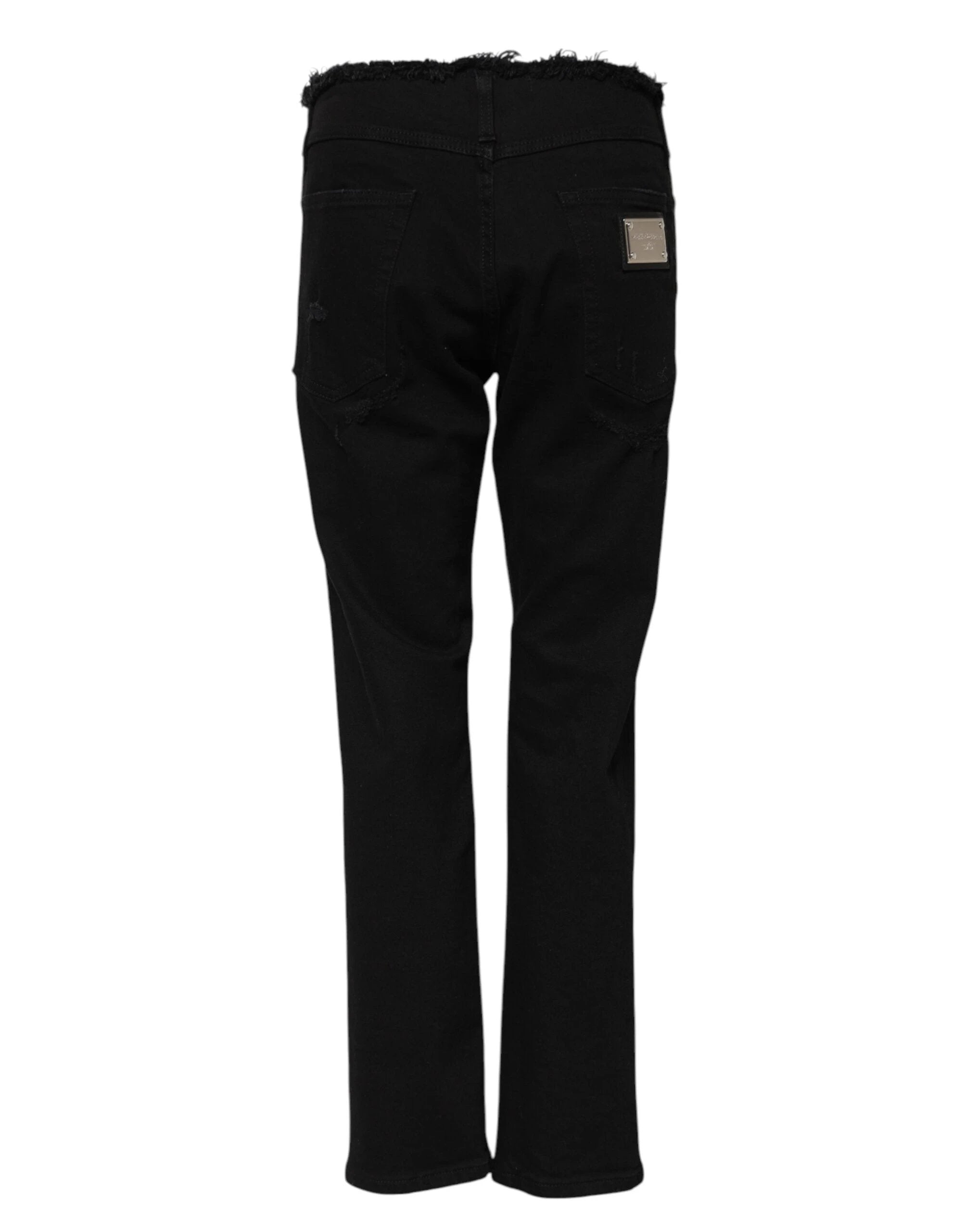 Dolce & Gabbana Black Cotton Mid Waist Flared Denim Jeans by Dolce & Gabbana